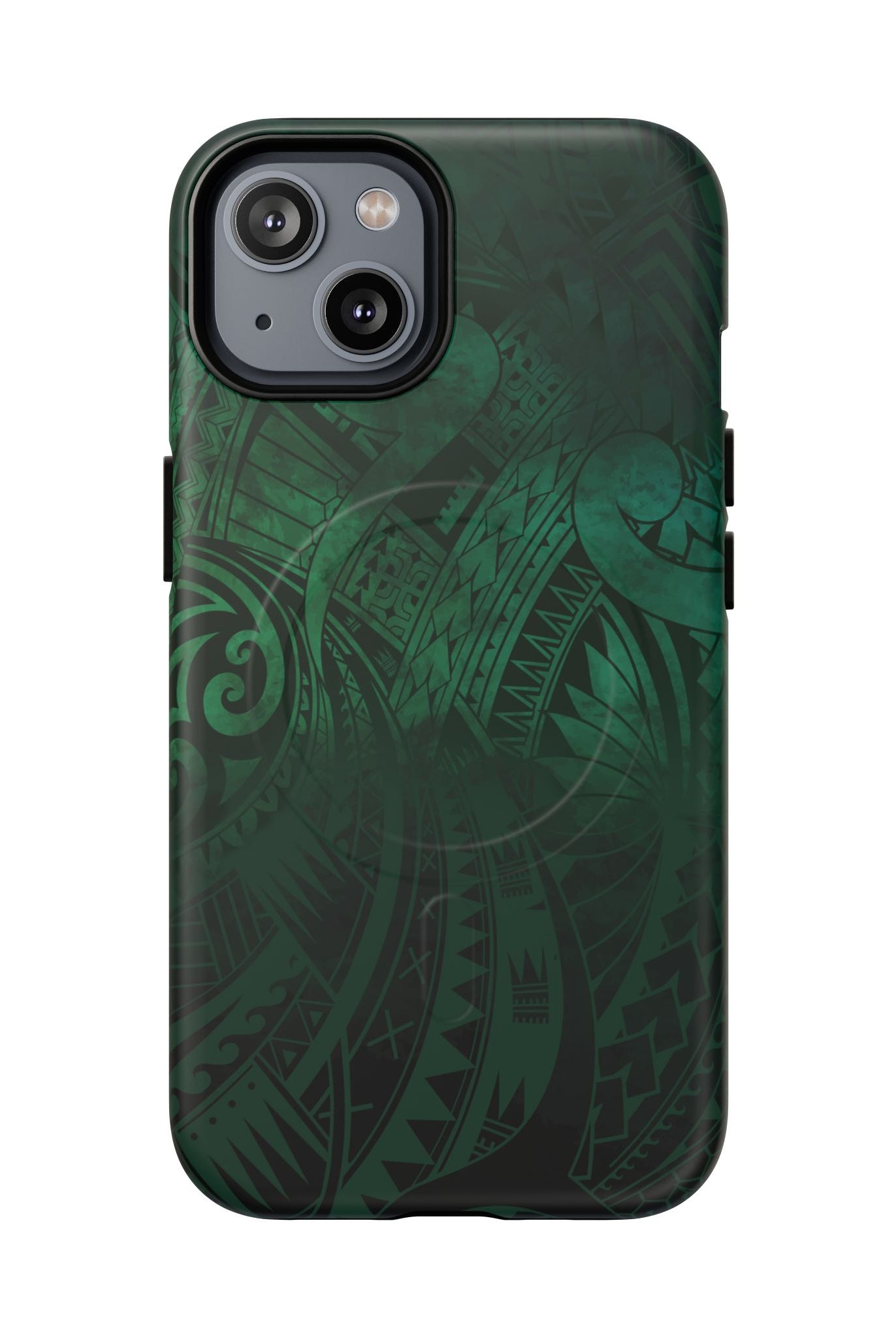 Nahele Spirit MagSafe iPhone Case iPhone 14 Matte - Hawaiian Forest Green Polynesian Tribal Design - The Local Banyan