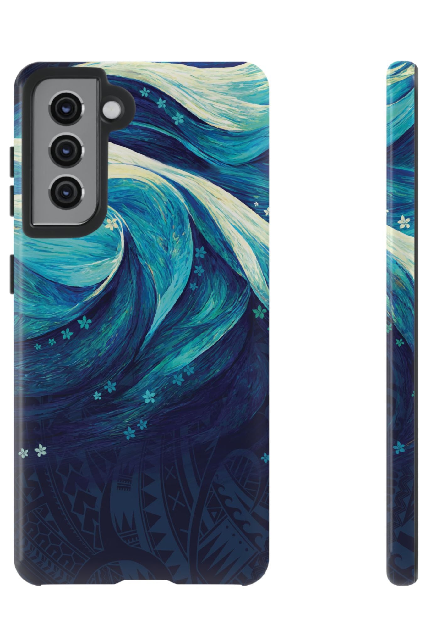 Eternal Mana Tough Samsung Galaxy Case Samsung Galaxy S21 Glossy - Hawaiian Ocean Wave Polynesian Tribal Design - The Local Banyan