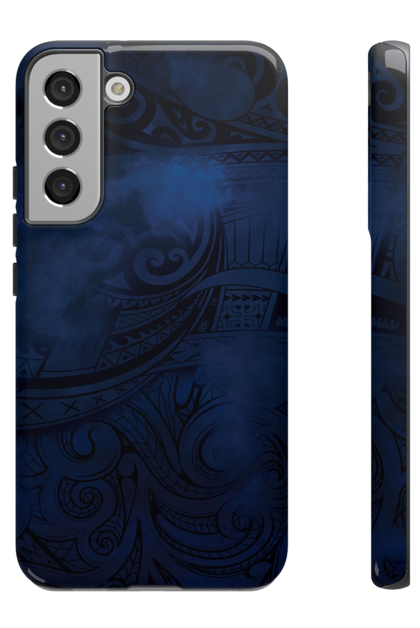 Midnight Essence Tough Samsung Galaxy Case Samsung Galaxy S22 Plus Glossy - Hawaiian Midnight Navy Polynesian Tribal Design - The Local Banyan