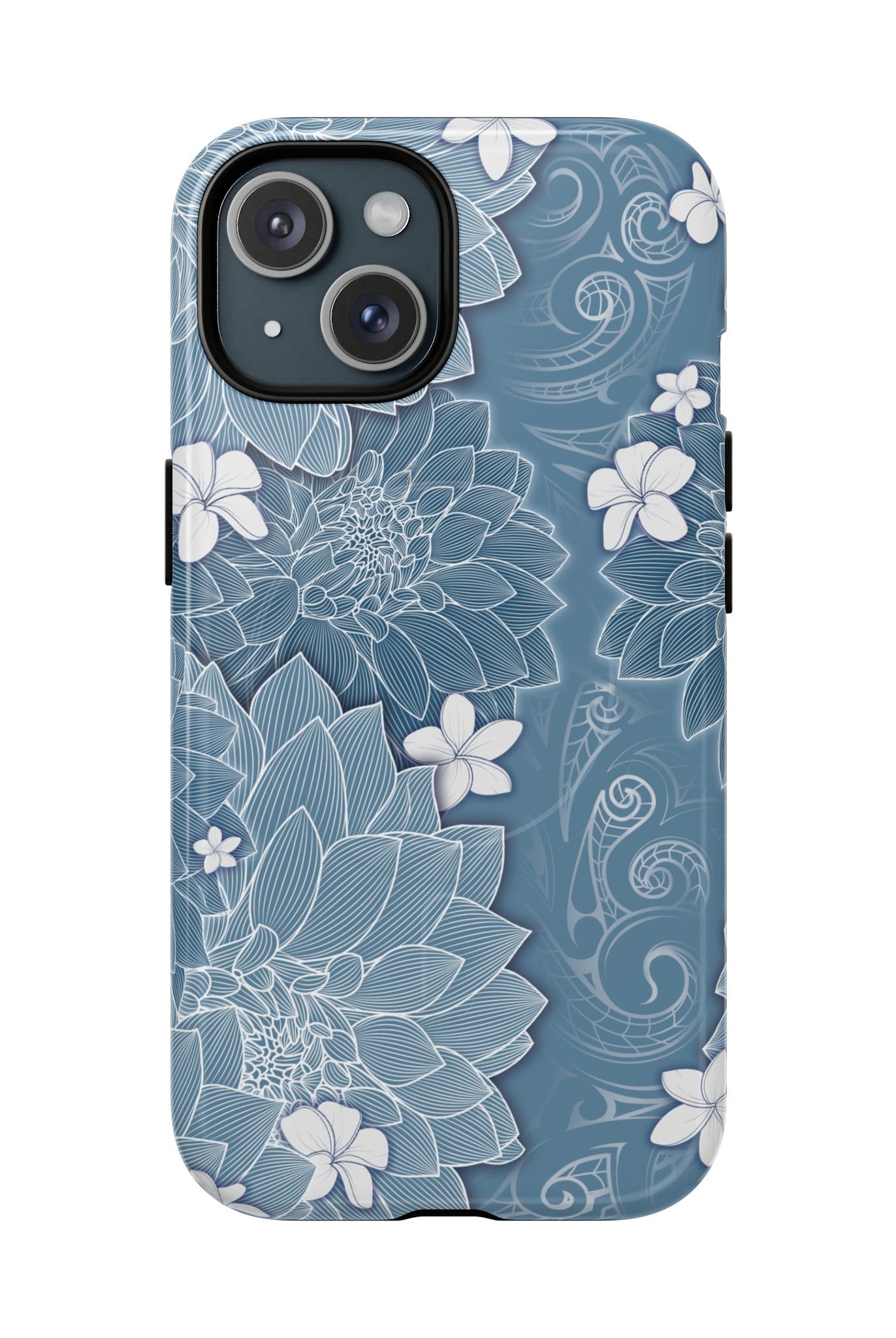 Pua La MagSafe iPhone Case iPhone 15 Glossy - Hawaiian Golden Hibiscus Sun Flower Sapphire Design - The Local Banyan