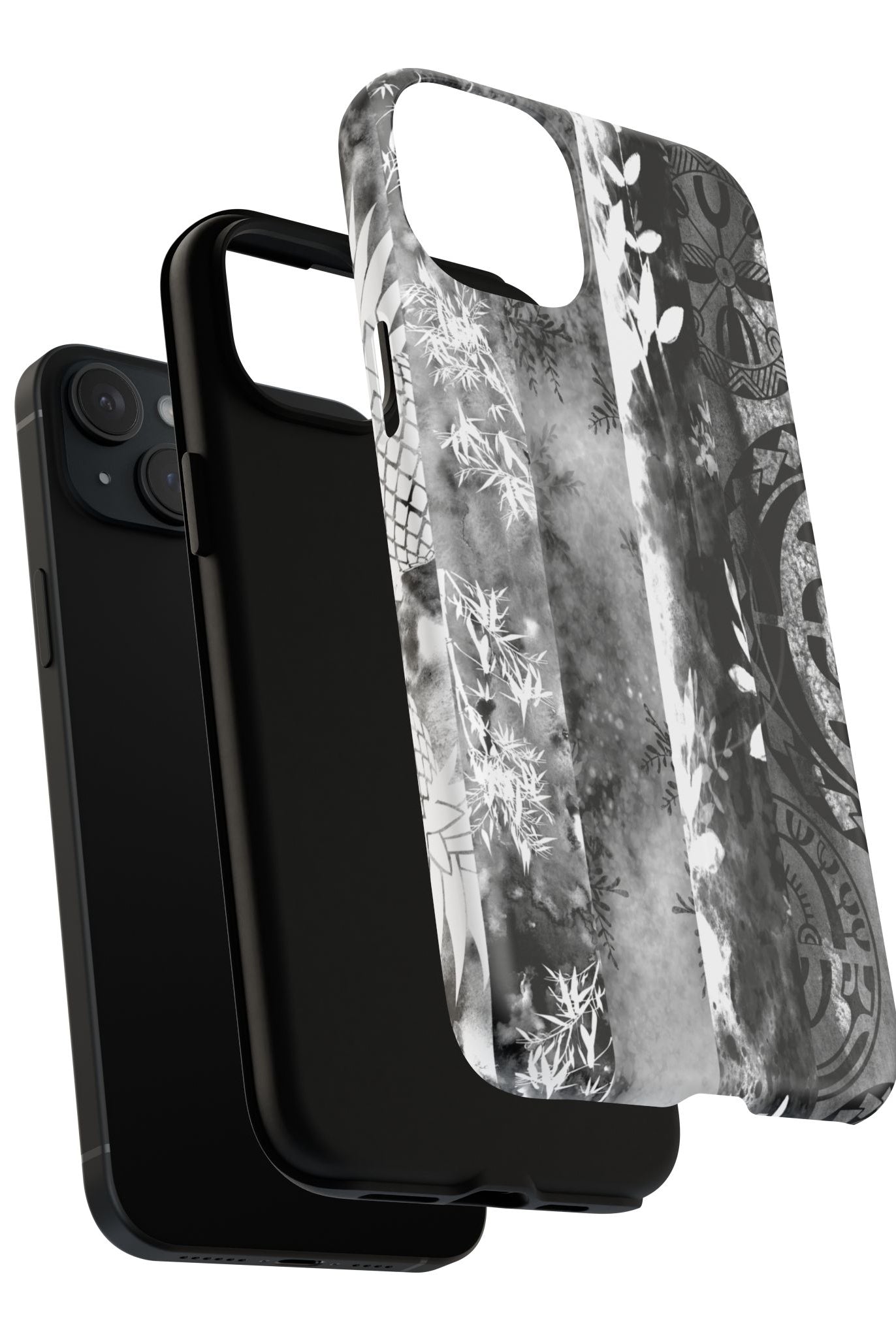Monochrome Oasis MagSafe iPhone Case Side View - Dual Layer Drop Protection Hawaiian Phone Case - The Local Banyan