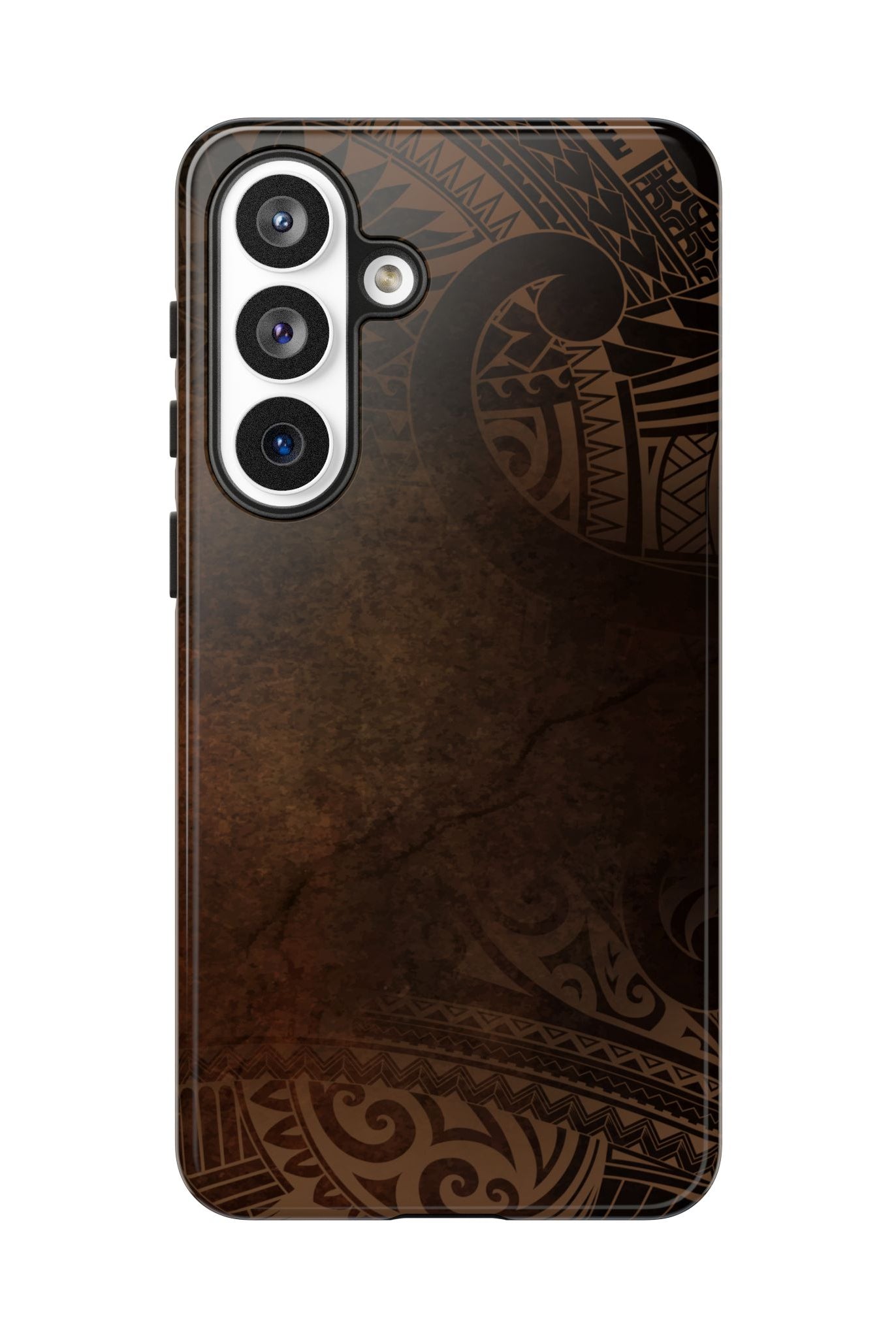 Woman holding Aloha Aina Tough Samsung Galaxy Case - Hawaiian Earth Tone Polynesian Tribal Design - The Local Banyan