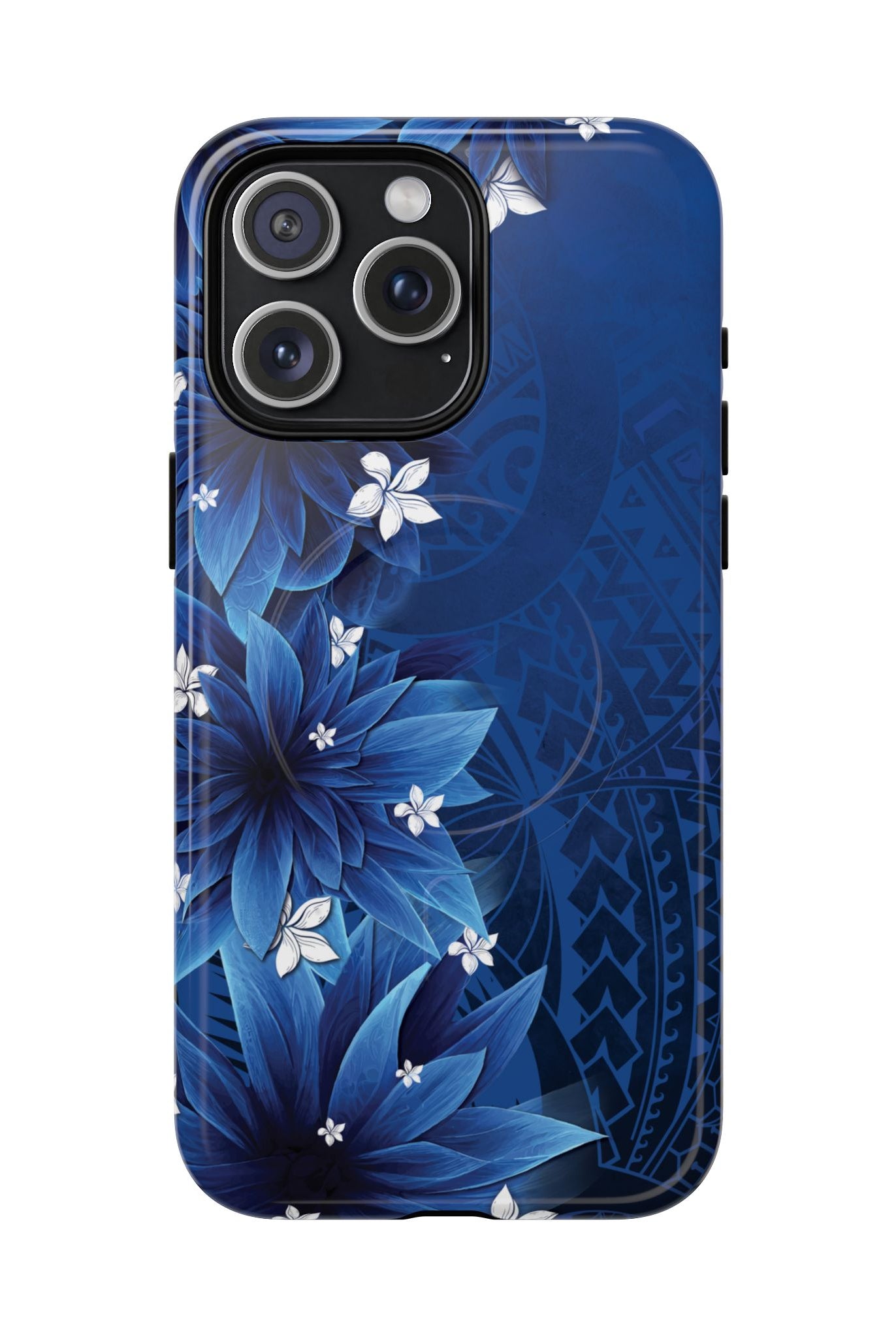 Hoku Pua MagSafe iPhone Case iPhone 15 Pro Max Glossy - Hawaiian Blue Star Flower Polynesian Design - The Local Banyan