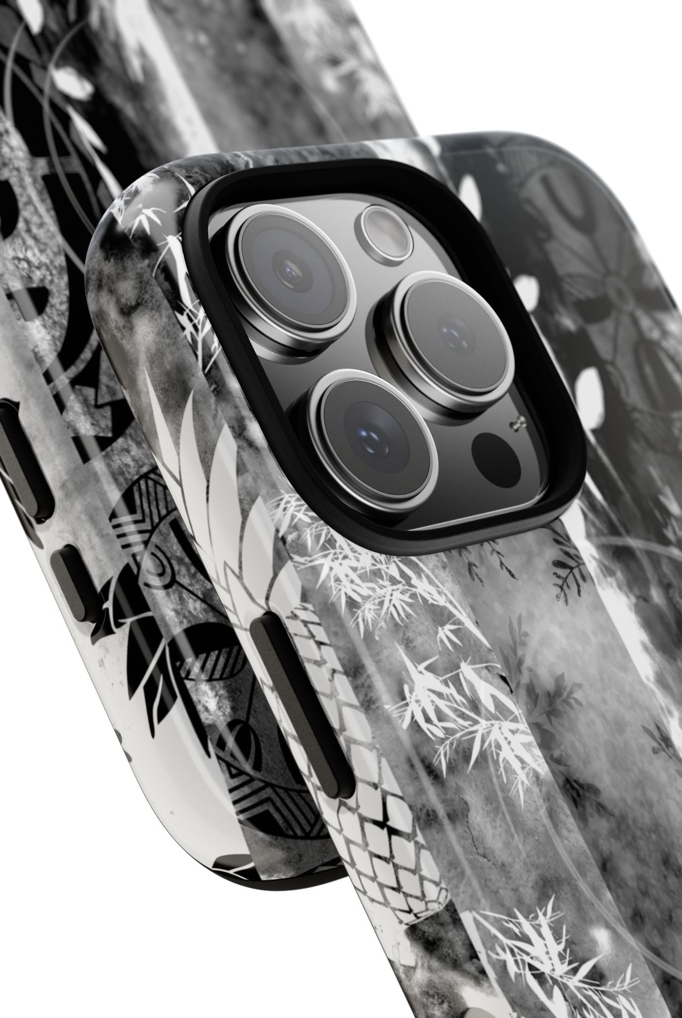 Monochrome Oasis MagSafe iPhone Case Side View - Dual Layer Drop Protection Hawaiian Phone Case - The Local Banyan