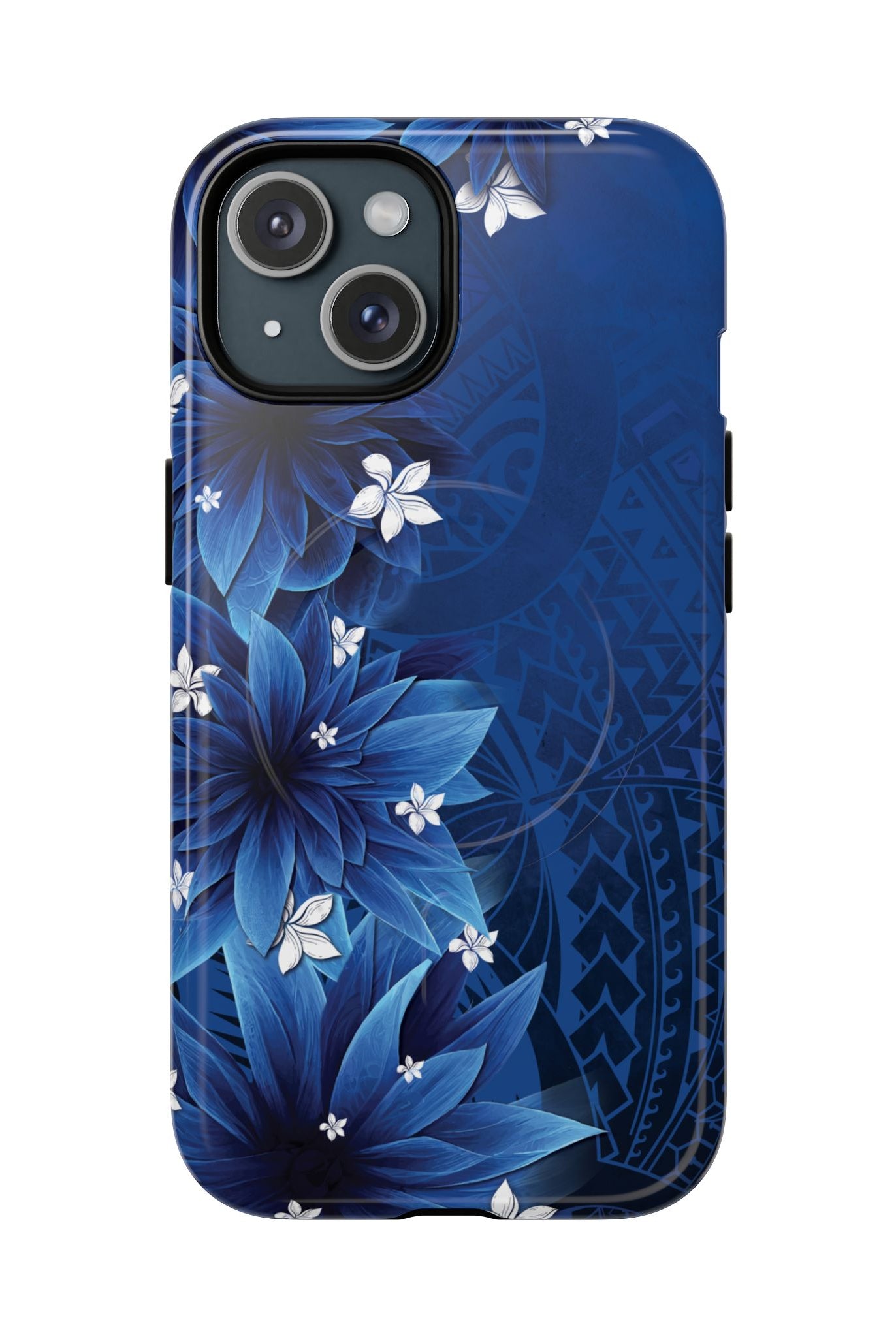Hoku Pua MagSafe iPhone Case iPhone 15 Glossy - Hawaiian Blue Star Flower Polynesian Design - The Local Banyan