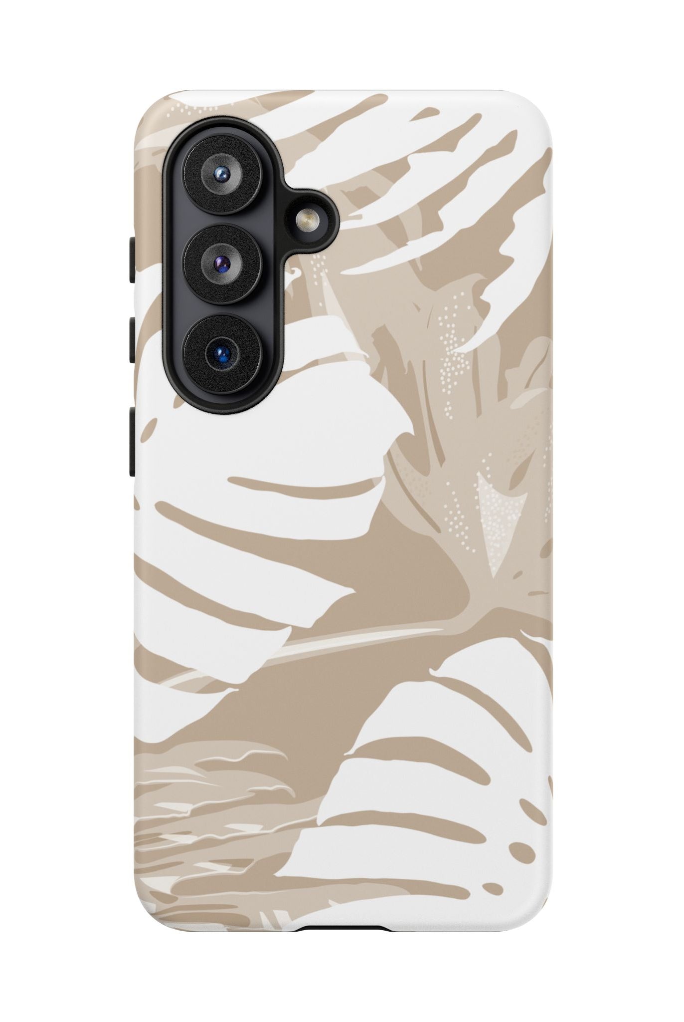 Woman holding Exotic Monstera Tough Samsung Galaxy Case - Hawaiian Tropical Monstera Botanical Neutral Design - The Local Banyan
