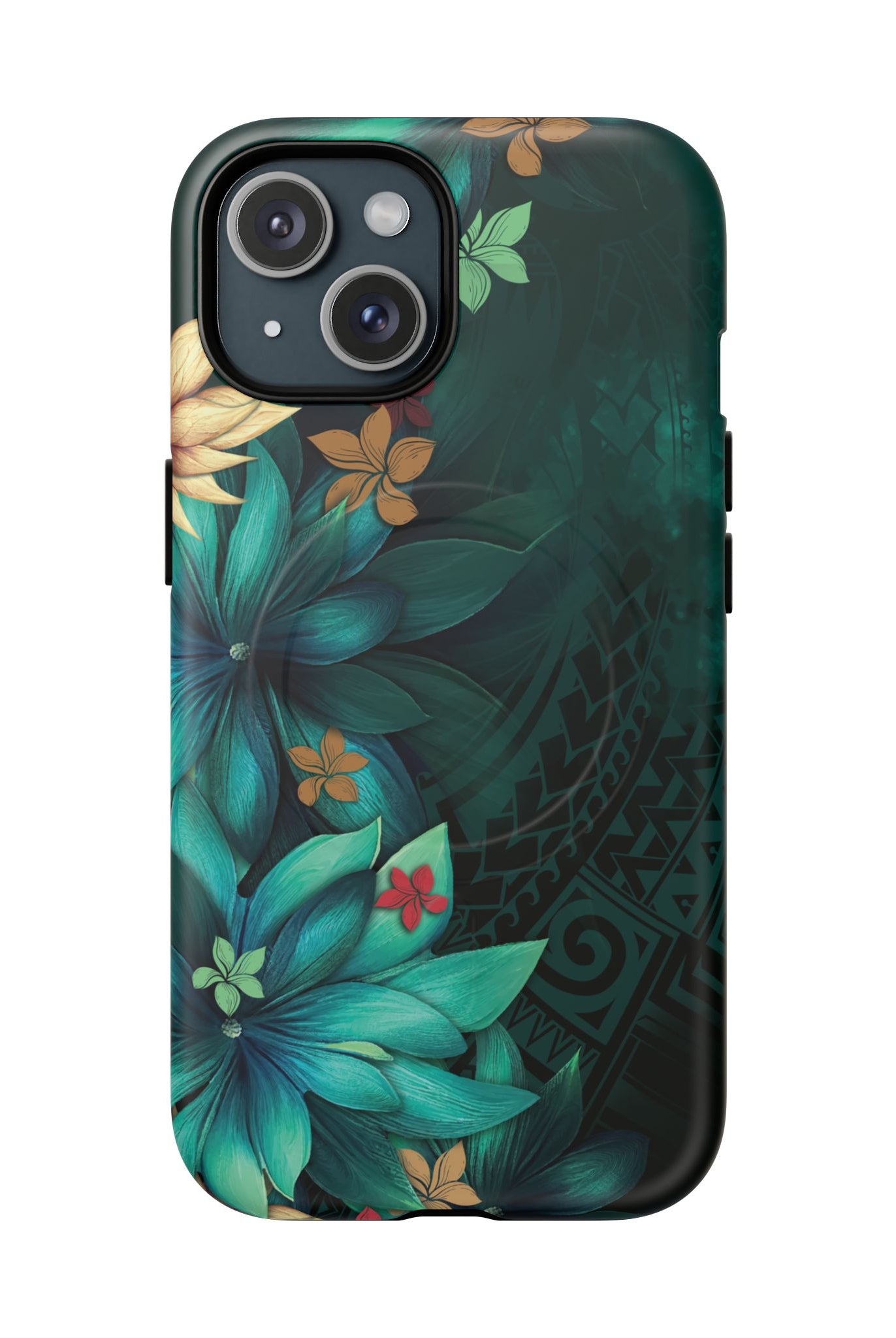 Aloha Whispers MagSafe iPhone Case iPhone 15 Matte - Hawaiian Abstract Green Floral Polynesian Design - The Local Banyan