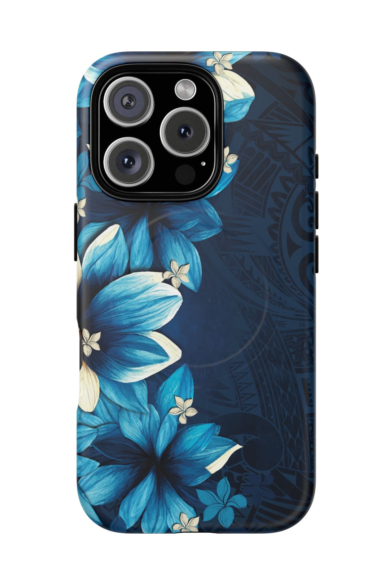 Leilani Nights MagSafe iPhone Case iPhone 16 Pro Matte - Hawaiian Dark Blue Floral Polynesian Design - The Local Banyan