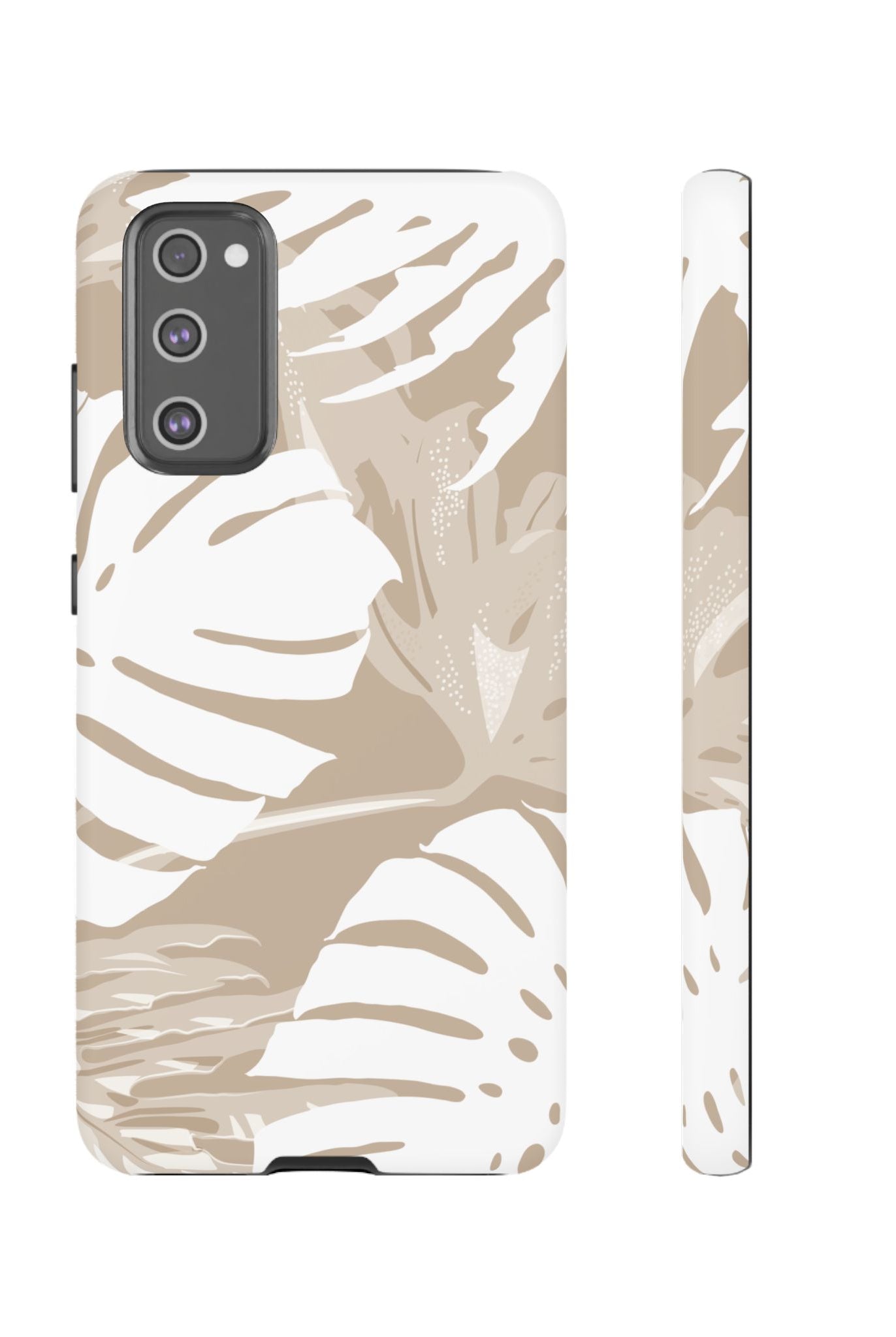 Exotic Monstera Tough Samsung Galaxy Case Samsung Galaxy S20 FE Matte - Hawaiian Tropical Monstera Botanical Neutral Design - The Local Banyan
