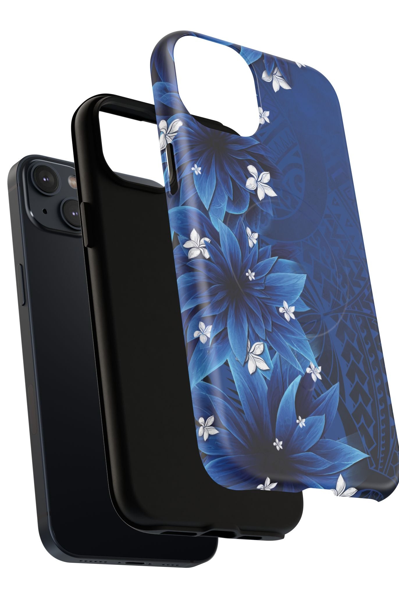 Hoku Pua MagSafe iPhone Case Detail View - Hawaiian Blue Star Flower Polynesian Design Close Up - The Local Banyan