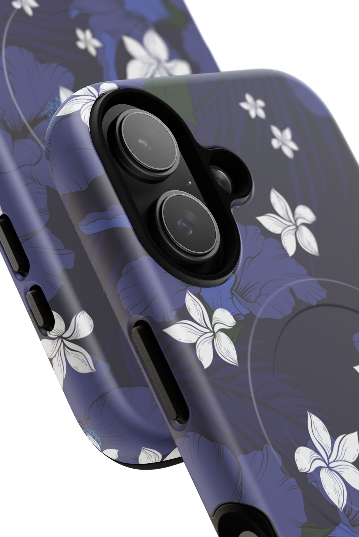 Vintage Blue MagSafe iPhone Case Side View - Dual Layer Drop Protection Hawaiian Phone Case - The Local Banyan
