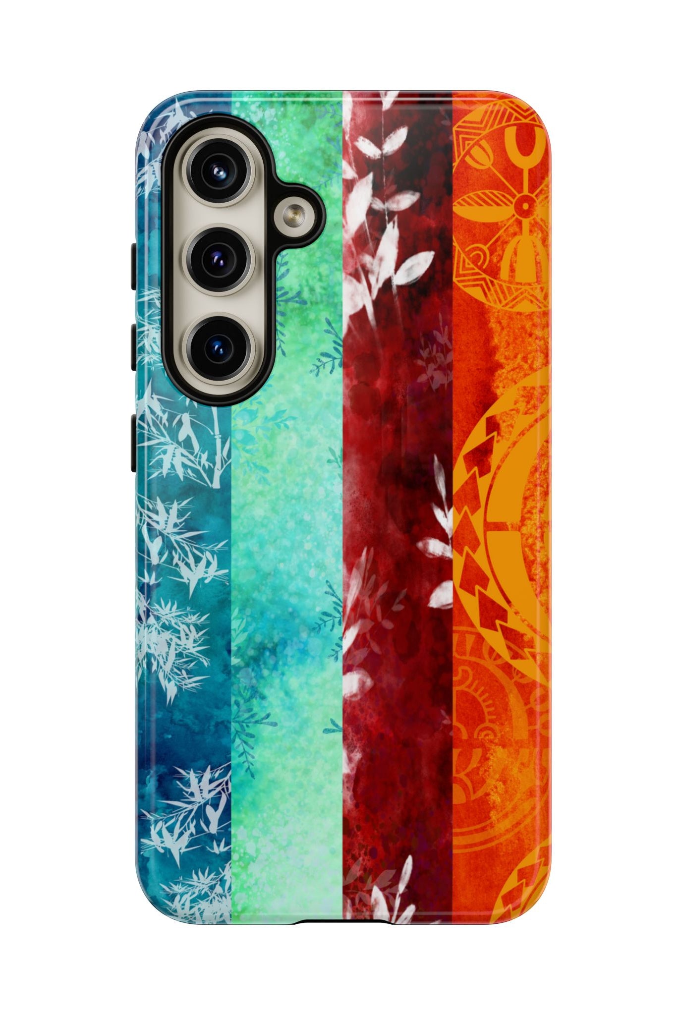 Woman holding Island Vibes Tough Samsung Galaxy Case - Hawaiian Colorful Tropical Floral Design - The Local Banyan