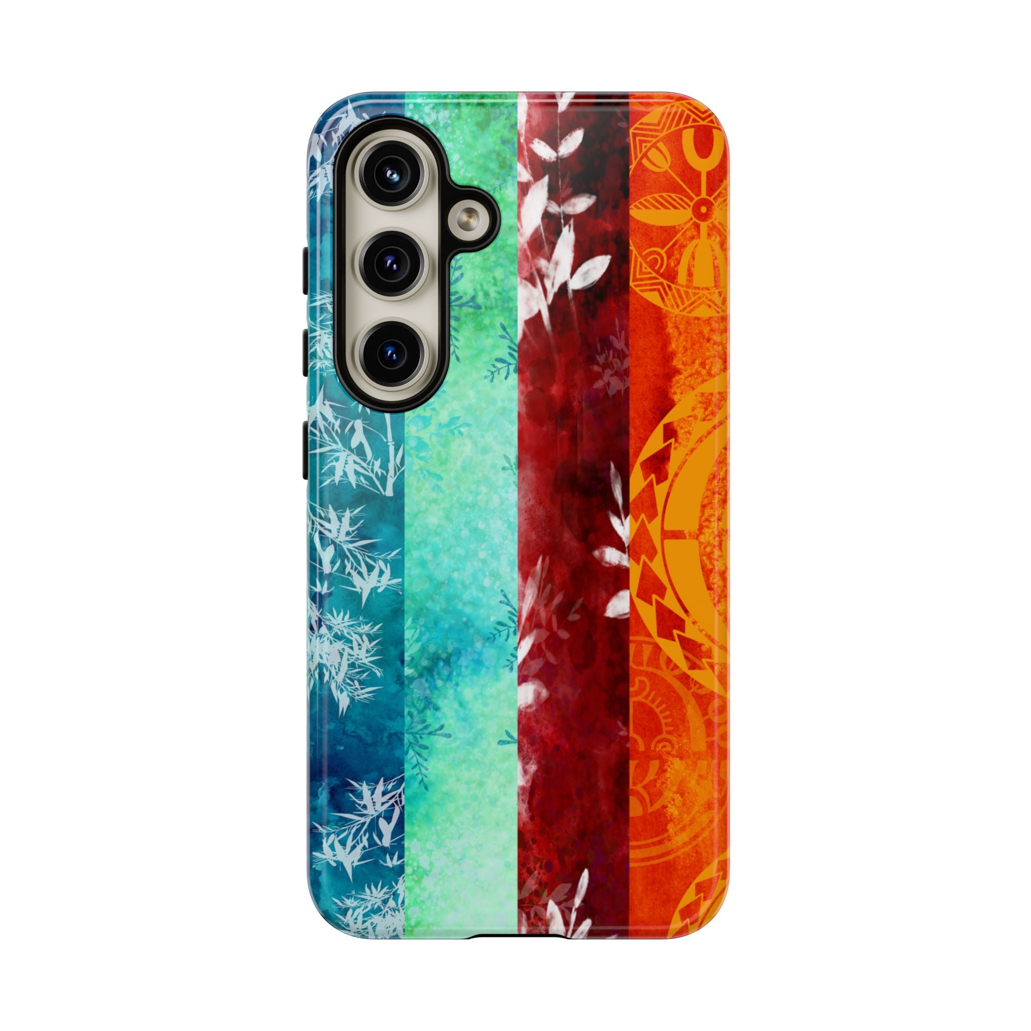 Woman holding Island Vibes Tough Samsung Galaxy Case - Hawaiian Colorful Tropical Floral Design - The Local Banyan