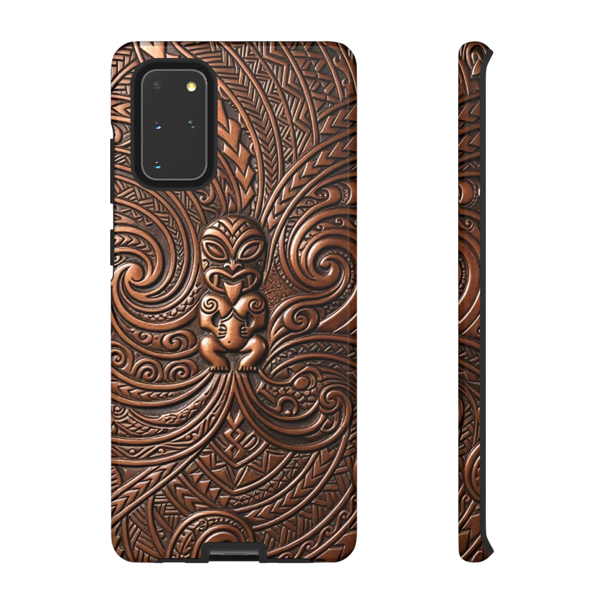 Paa Guardian Tough Samsung Galaxy Case Samsung Galaxy S20+ Glossy - Hawaiian Copper Carved Tiki Polynesian Design - The Local Banyan
