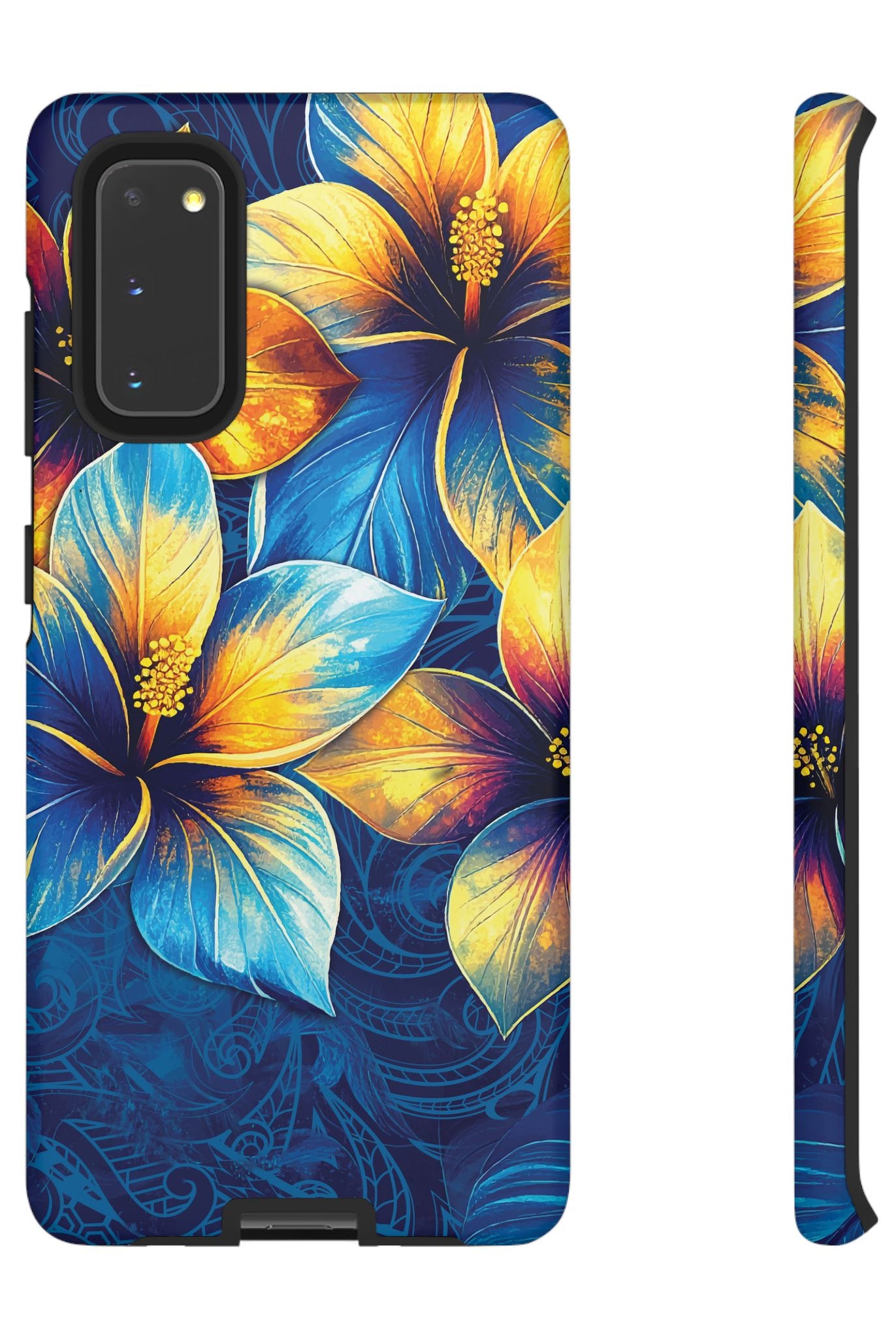 Pua La Tough Samsung Galaxy Case Samsung Galaxy S20 Matte - Hawaiian Golden Hibiscus Sun Flower Sapphire Design - The Local Banyan