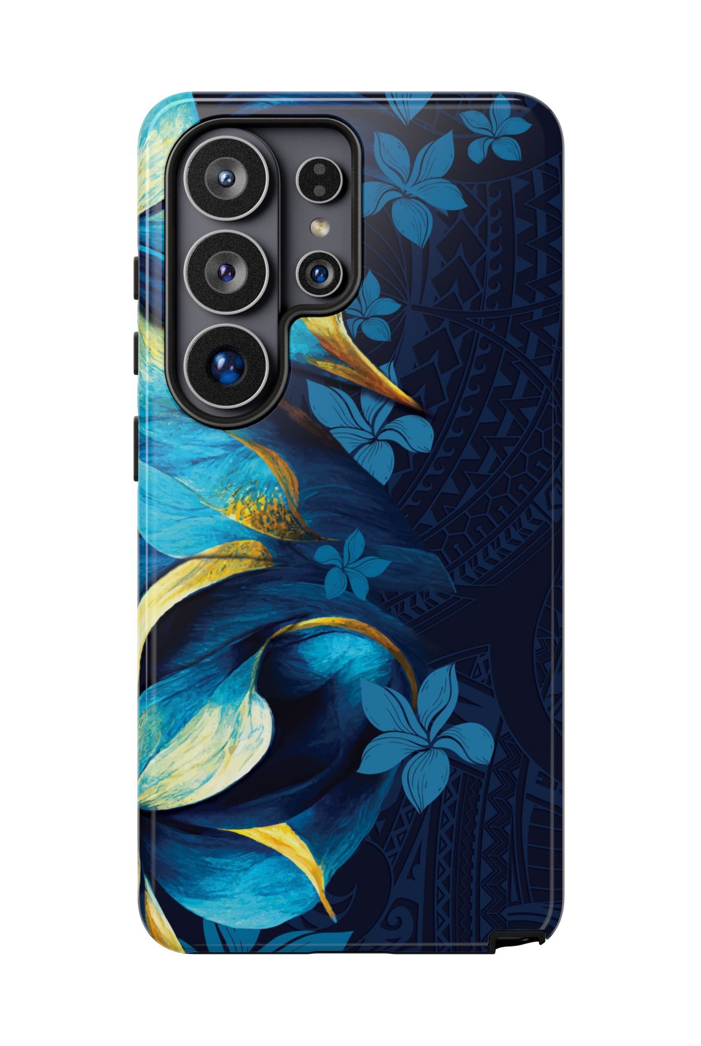 Po Mahina Tough Samsung Galaxy Case Samsung Galaxy S26 Ultra Glossy - Hawaiian Moonlit Teal Gold Floral Design - The Local Banyan