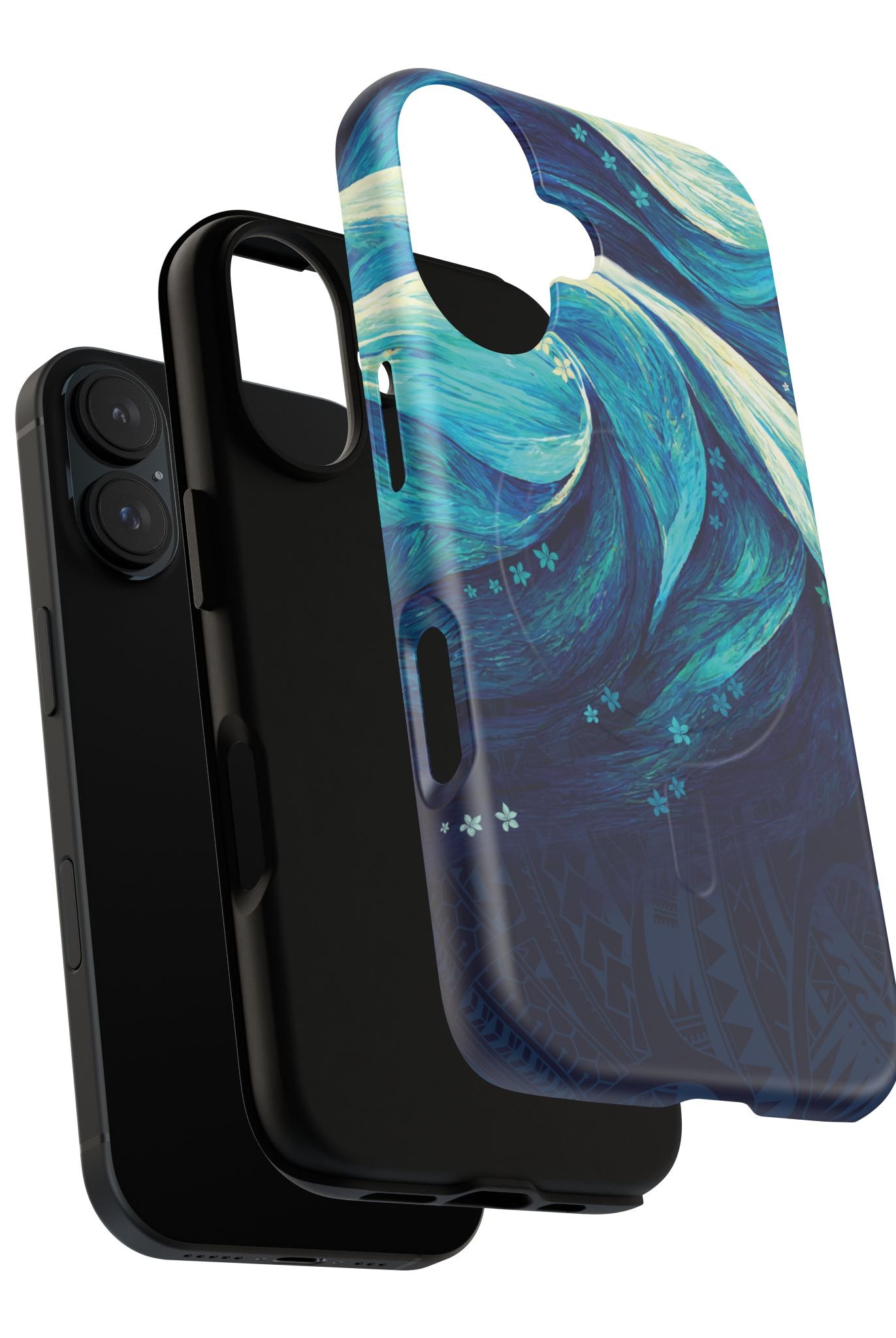 Eternal Mana MagSafe iPhone Case Detail View - Hawaiian Ocean Wave Polynesian Tribal Design Close Up - The Local Banyan