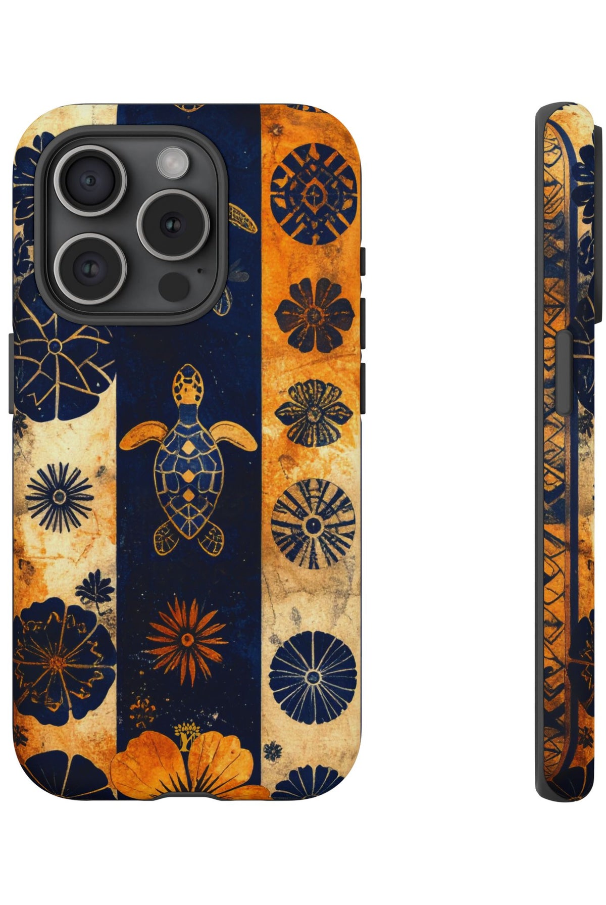 Tapa Pua Lehua Honu Tough Case for iPhone iPhone 15 Pro Matte The Local Banyan
