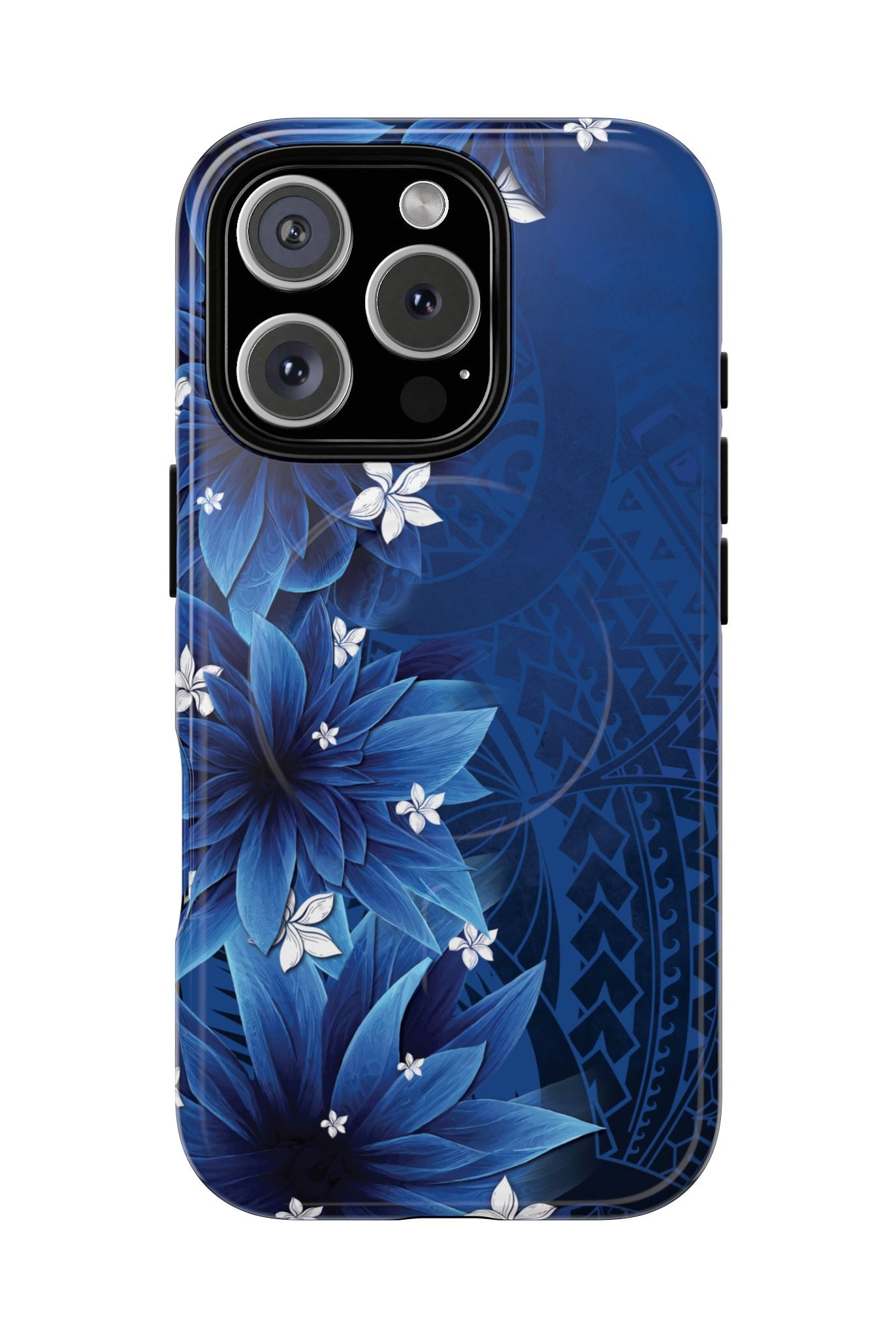 Hoku Pua MagSafe iPhone Case iPhone 16 Pro Glossy - Hawaiian Blue Star Flower Polynesian Design - The Local Banyan
