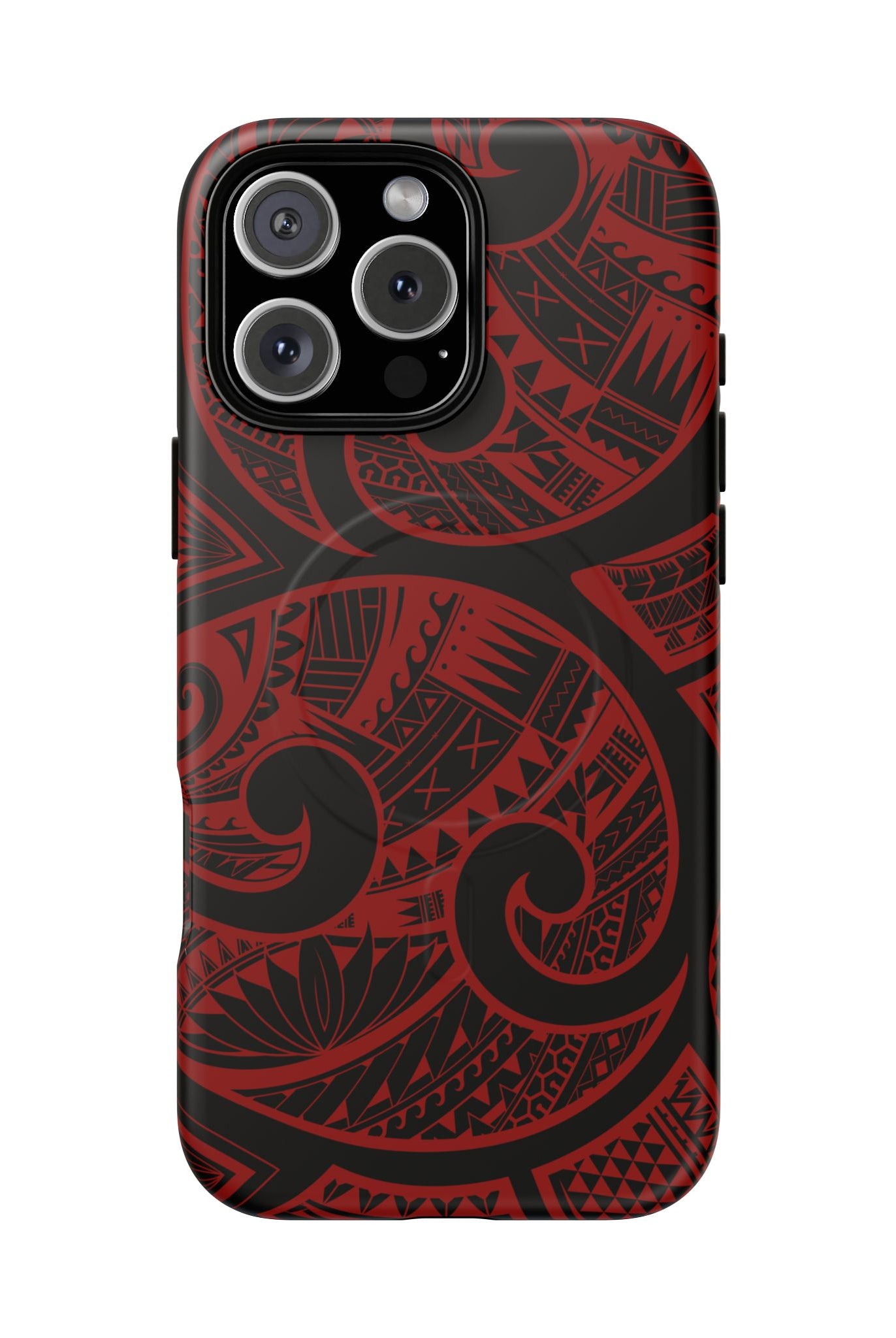 Island Tribal MagSafe iPhone Case iPhone 16 Pro Max Matte - Hawaiian Crimson Red Polynesian Tribal Design - The Local Banyan