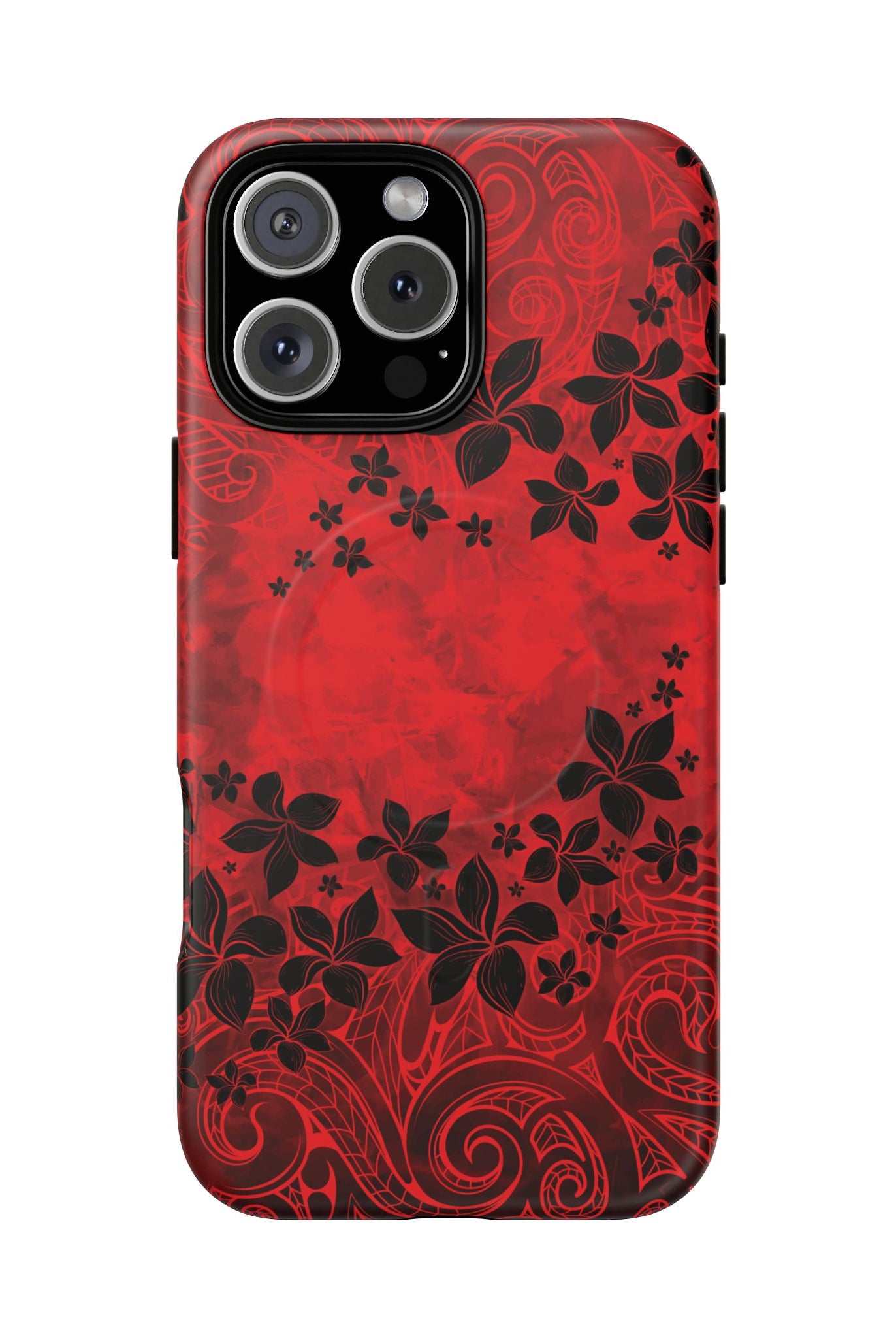 Keahi Pua MagSafe iPhone Case iPhone 16 Pro Max Matte - Hawaiian Fire Flower Red Tribal Floral Design - The Local Banyan