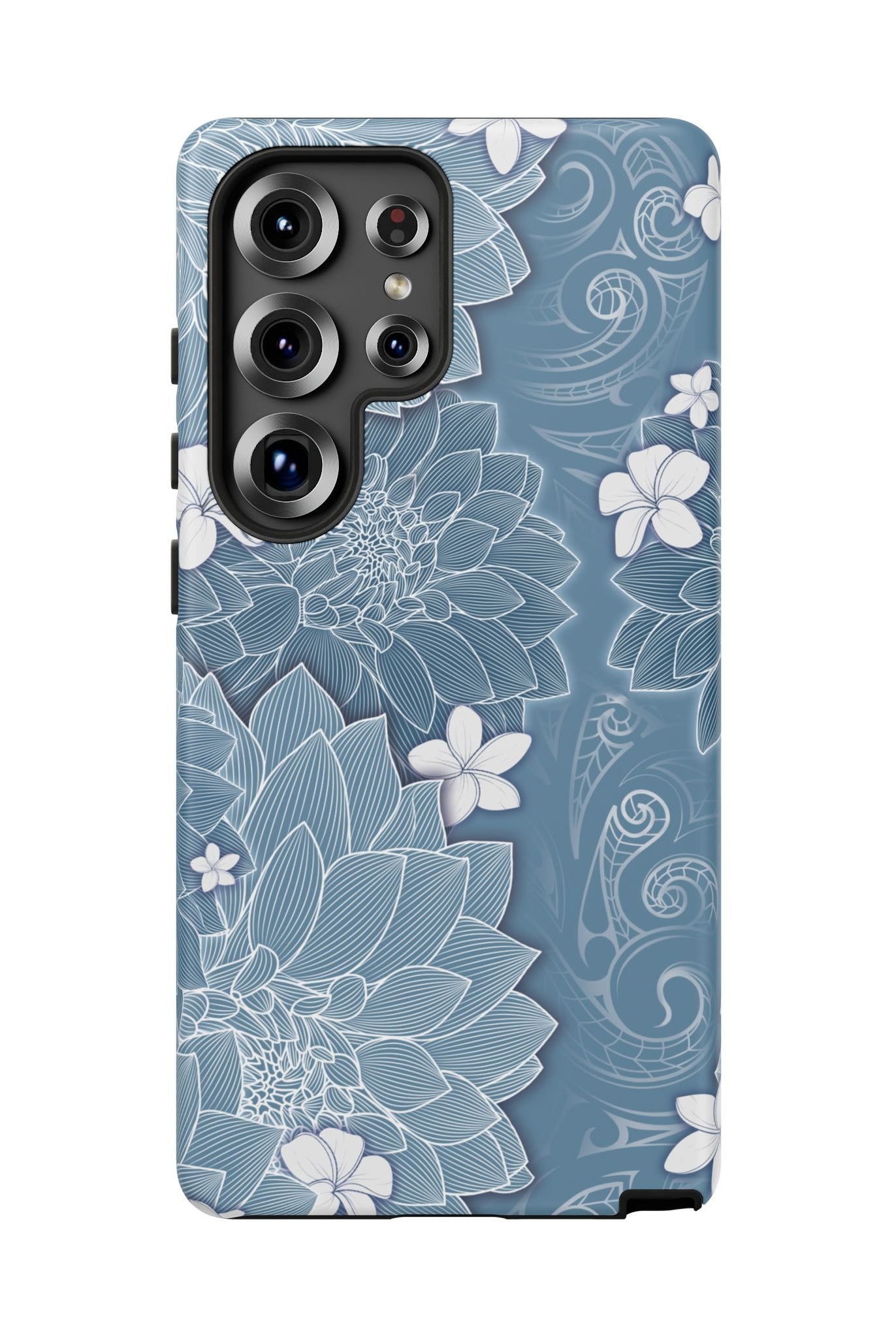 Pua La Tough Samsung Galaxy Case Detail View - Hawaiian Golden Hibiscus Sun Flower Sapphire Design Close Up - The Local Banyan