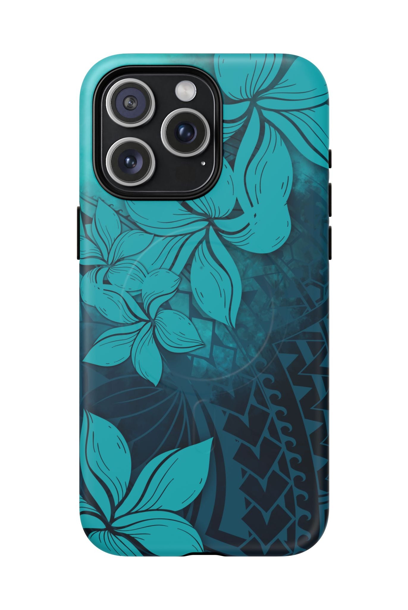 Moana Bloom MagSafe iPhone Case iPhone 15 Pro Max Matte - Hawaiian Teal Plumeria Ocean Tribal Design - The Local Banyan