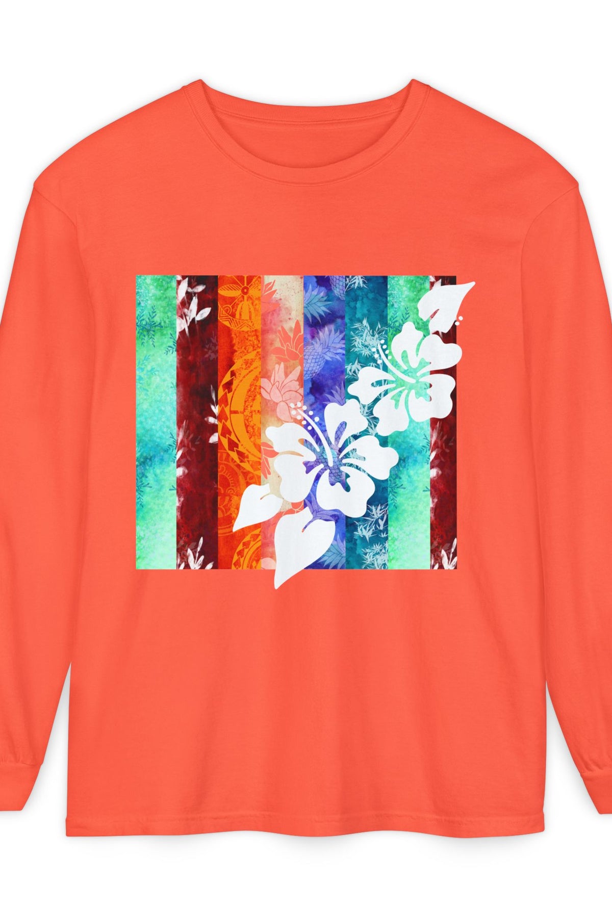 Tropical Vibes Garment Dyed Long Sleeve Tee Bright Salmon S The Local Banyan