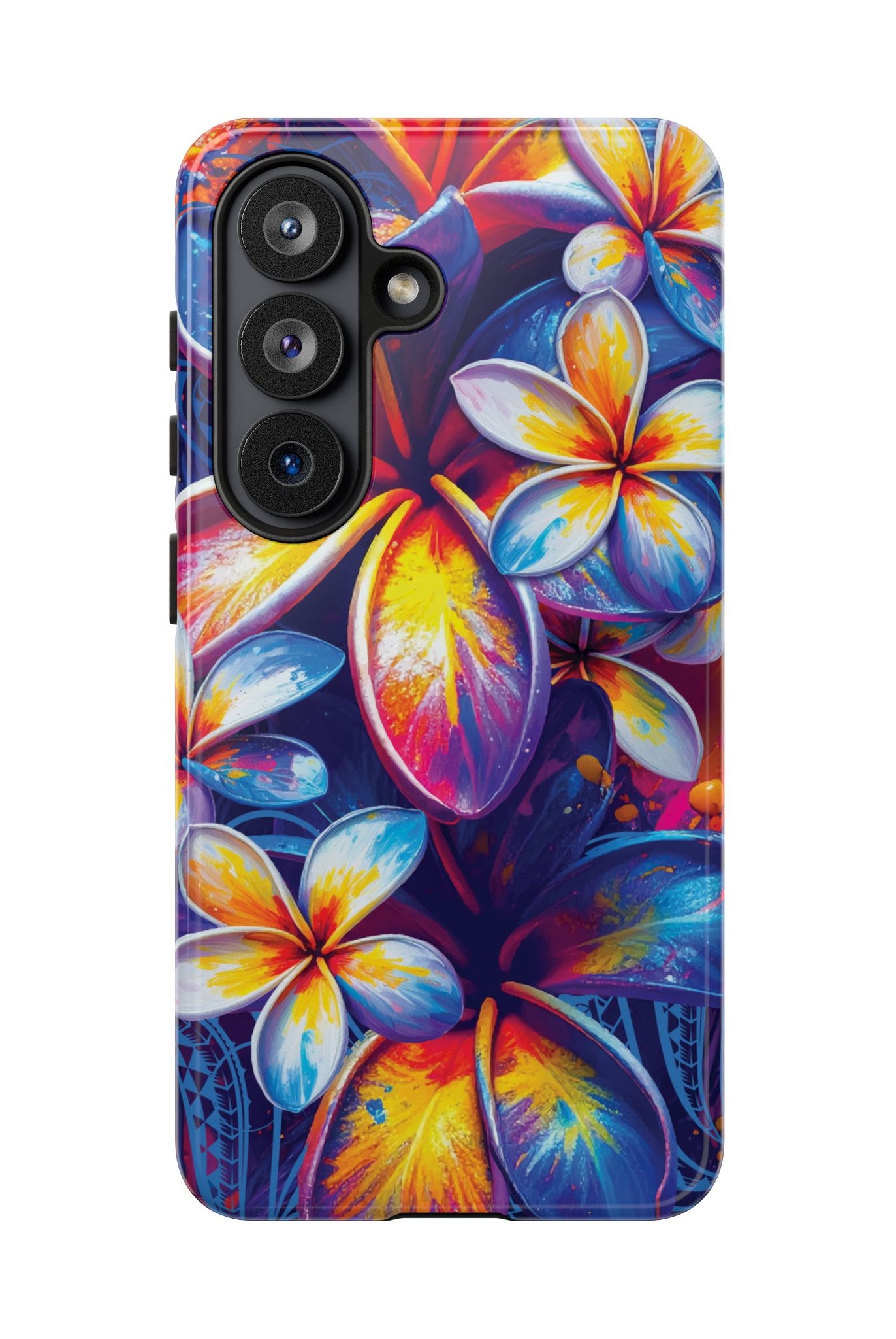 Sunset Ink Tough Samsung Galaxy Case Detail View - Hawaiian Plumeria Street Art Graffiti Tropical Design Close Up - The Local Banyan