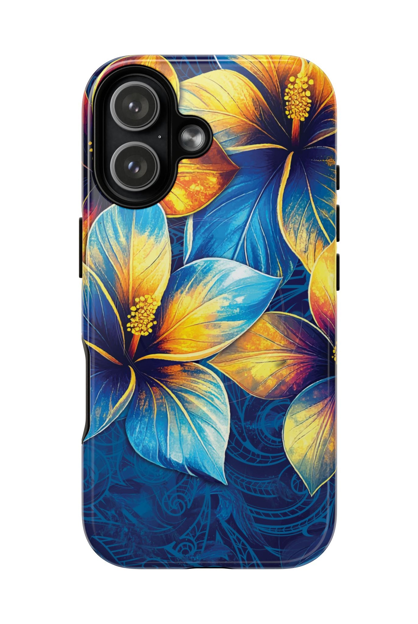 Pua La MagSafe iPhone Case iPhone 17 Glossy - Hawaiian Golden Hibiscus Sun Flower Sapphire Design - The Local Banyan