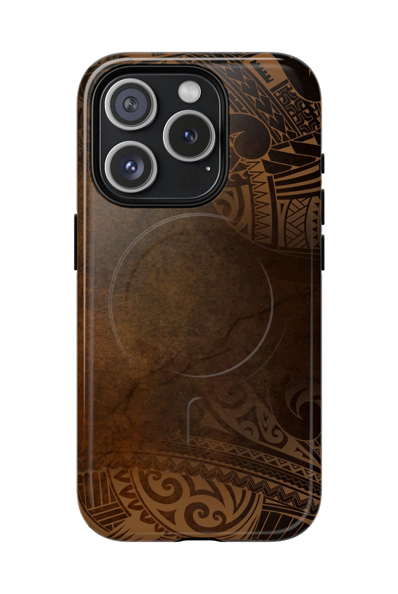 Aloha Aina MagSafe iPhone Case iPhone 15 Pro Glossy - Hawaiian Earth Tone Polynesian Tribal Design - The Local Banyan