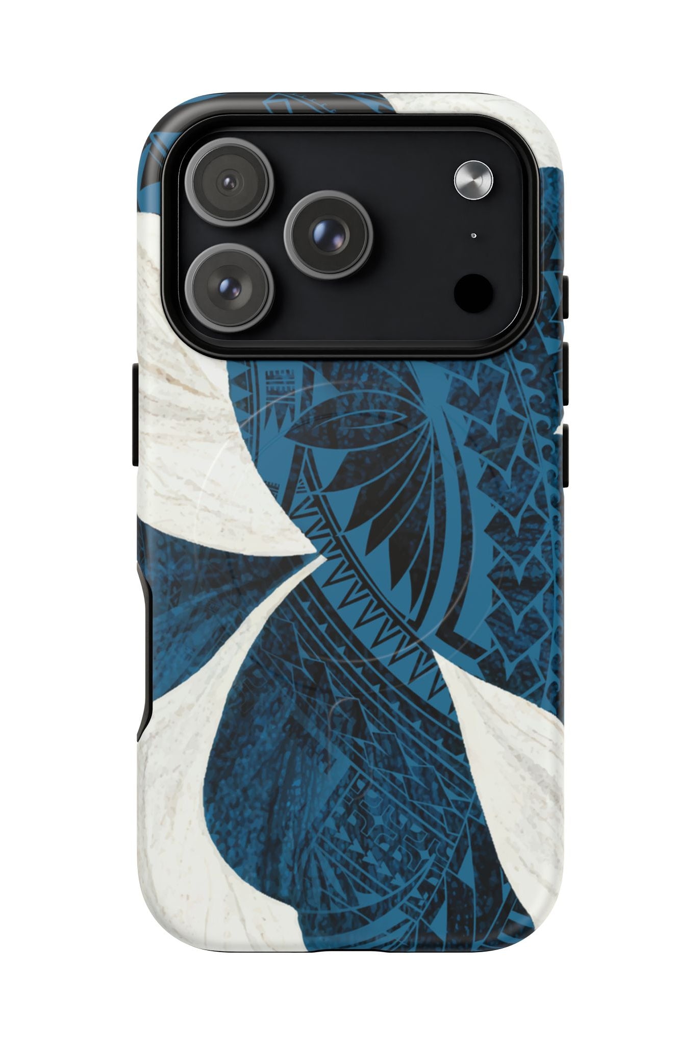 Hana Breeze MagSafe iPhone Case iPhone 17 Pro Matte - Hawaiian Blue Plumeria Polynesian Botanical Design - The Local Banyan