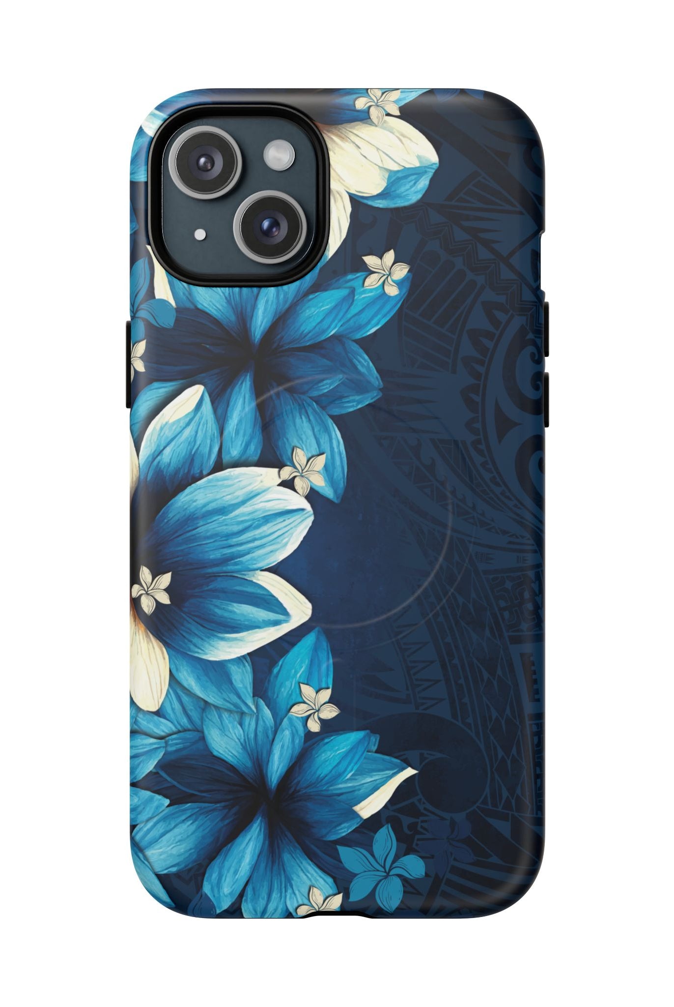Leilani Nights MagSafe iPhone Case iPhone 15 Plus Matte - Hawaiian Dark Blue Floral Polynesian Design - The Local Banyan