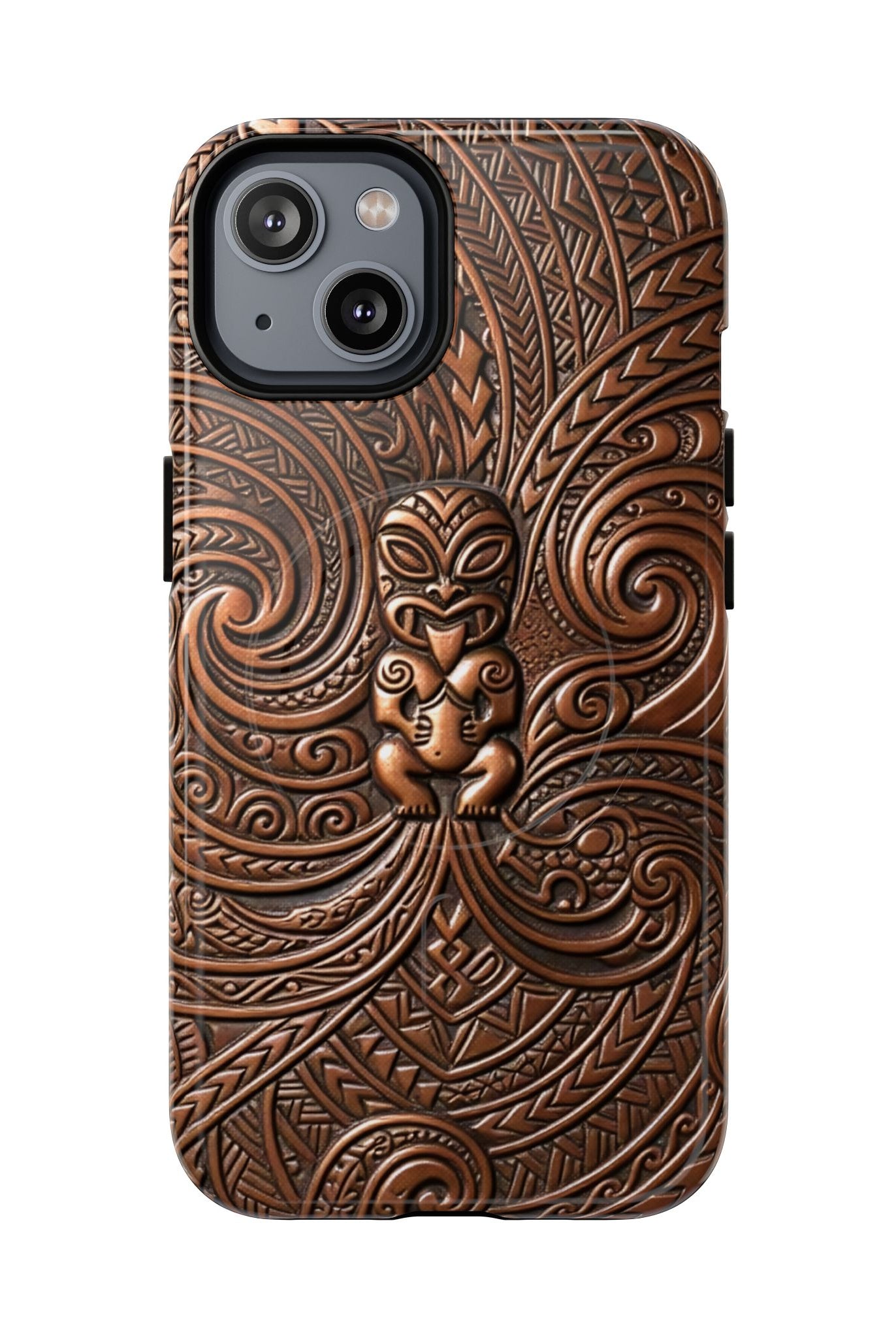 Paa Guardian MagSafe iPhone Case iPhone 14 Glossy - Hawaiian Copper Carved Tiki Polynesian Design - The Local Banyan