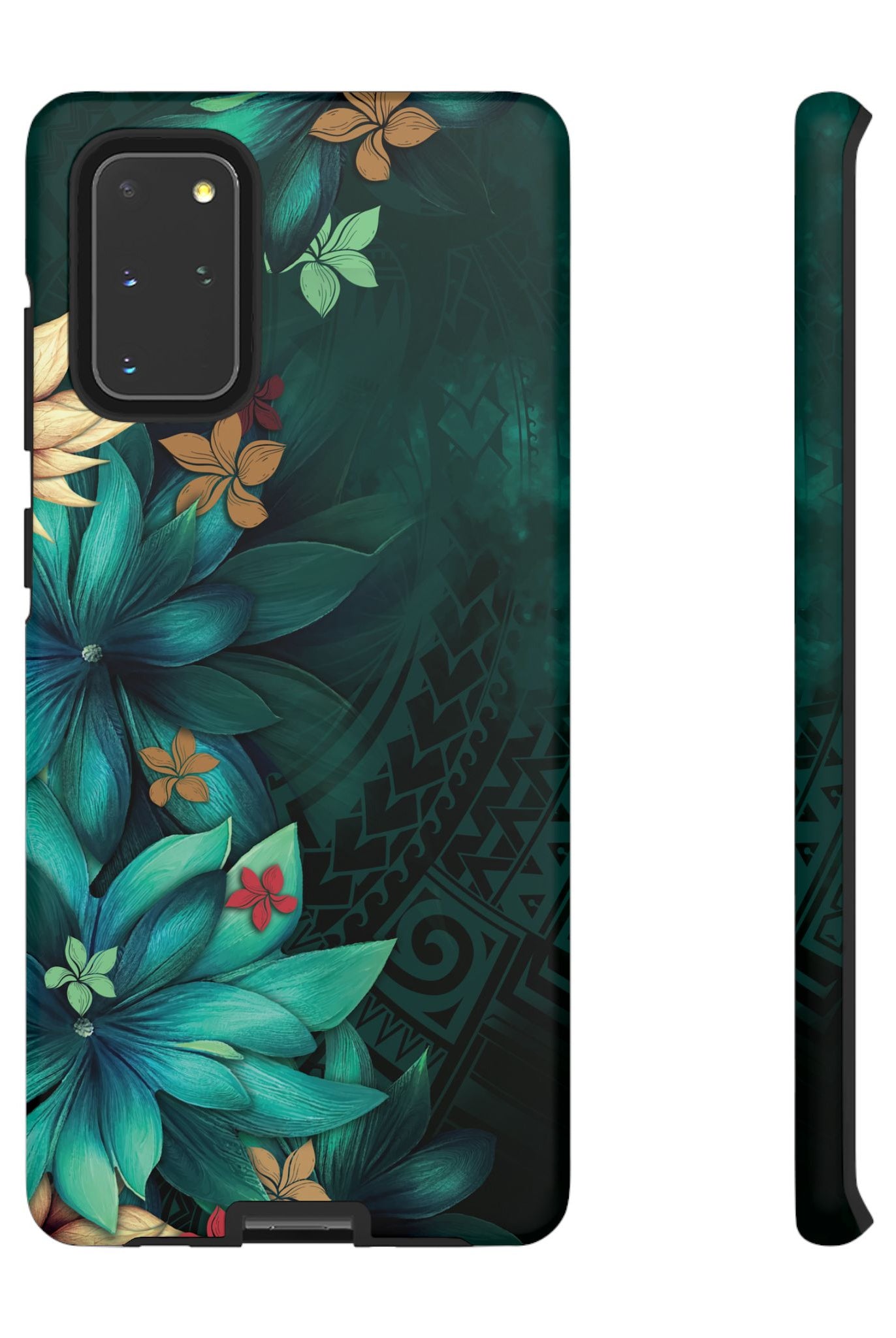 Aloha Whispers Tough Samsung Galaxy Case Samsung Galaxy S20+ Matte - Hawaiian Abstract Green Floral Polynesian Design - The Local Banyan