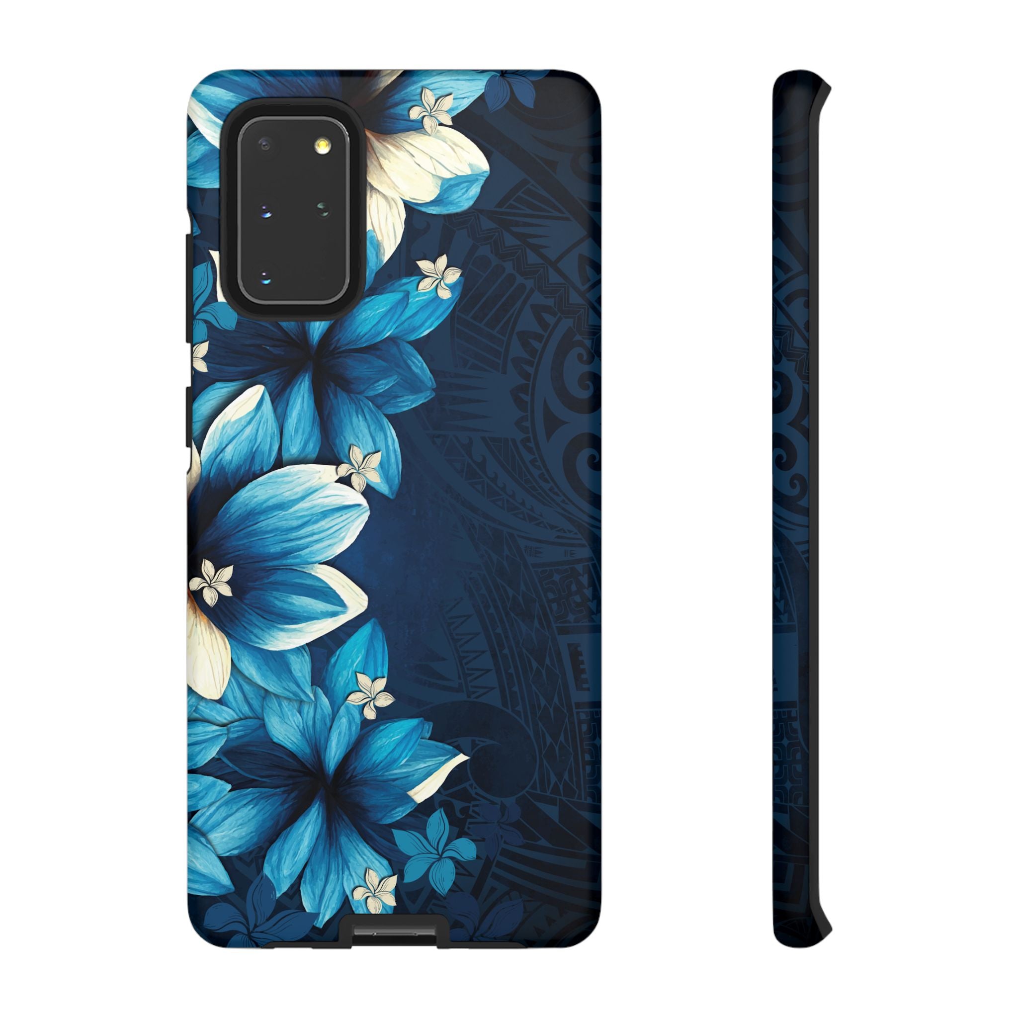 Leilani Nights Tough Samsung Galaxy Case Samsung Galaxy S20+ Matte - Hawaiian Dark Blue Floral Polynesian Design - The Local Banyan