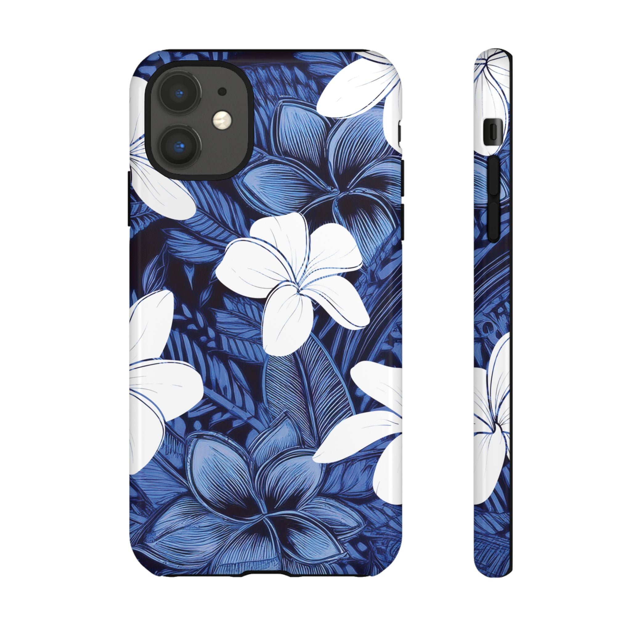 Eternal Blue Plumeria Tough Case for iPhone Phone Case The Local Banyan iPhone 11 Glossy