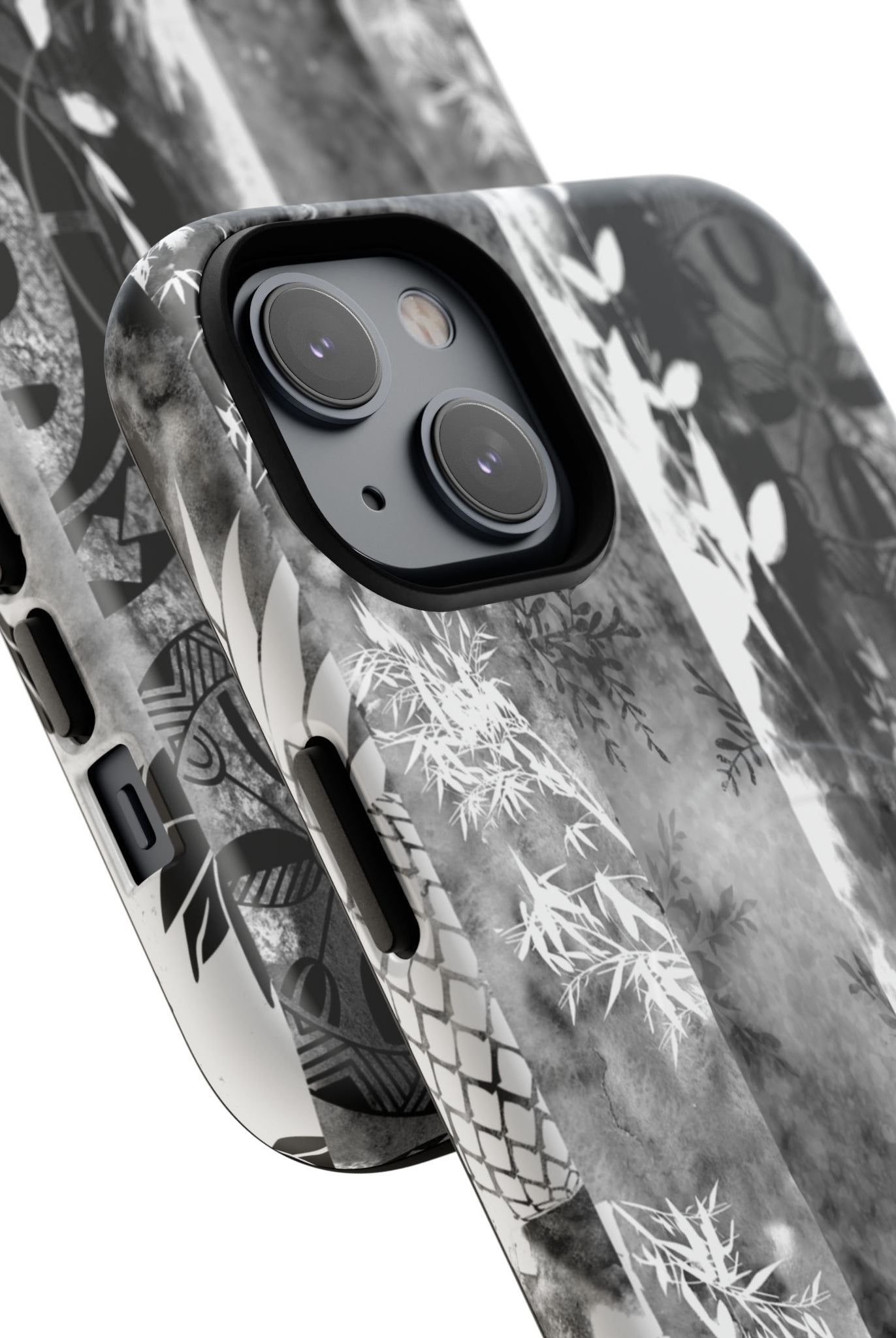 Monochrome Oasis MagSafe iPhone Case Side View - Dual Layer Drop Protection Hawaiian Phone Case - The Local Banyan
