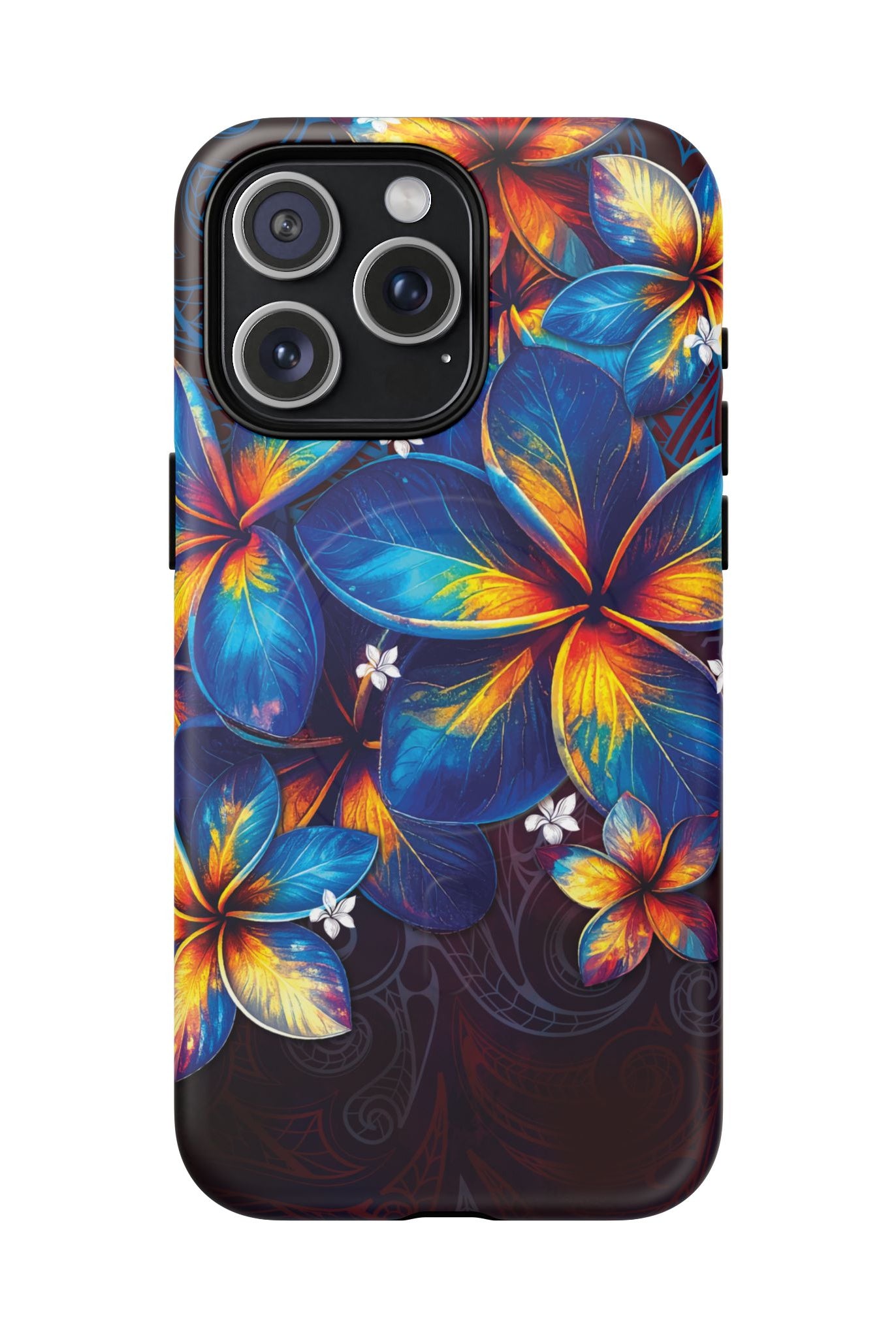 Nohea Twilight MagSafe iPhone Case iPhone 15 Pro Max Matte - Hawaiian Blue Orange Plumeria Twilight Design - The Local Banyan