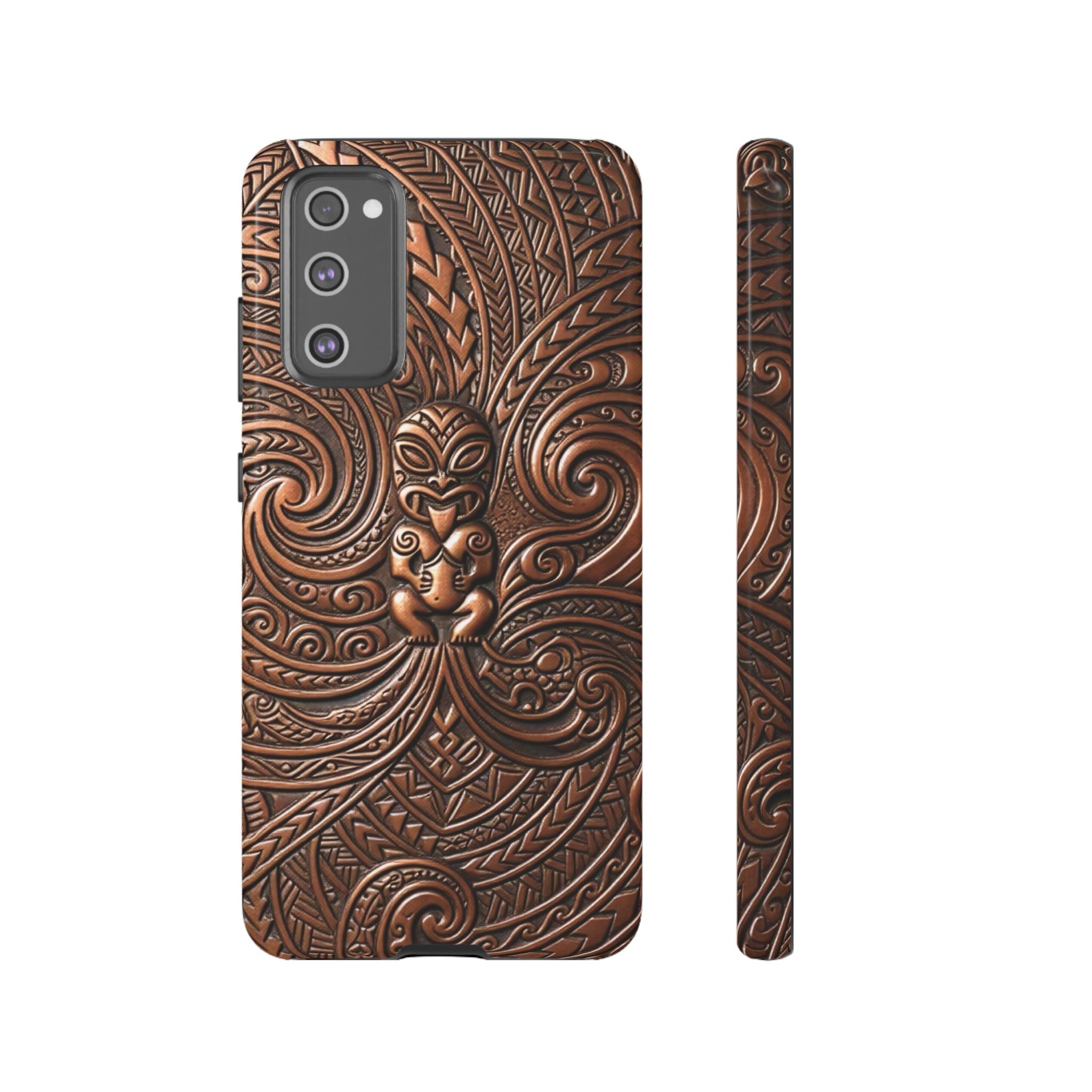 Paa Guardian Tough Samsung Galaxy Case Samsung Galaxy S20 FE Glossy - Hawaiian Copper Carved Tiki Polynesian Design - The Local Banyan