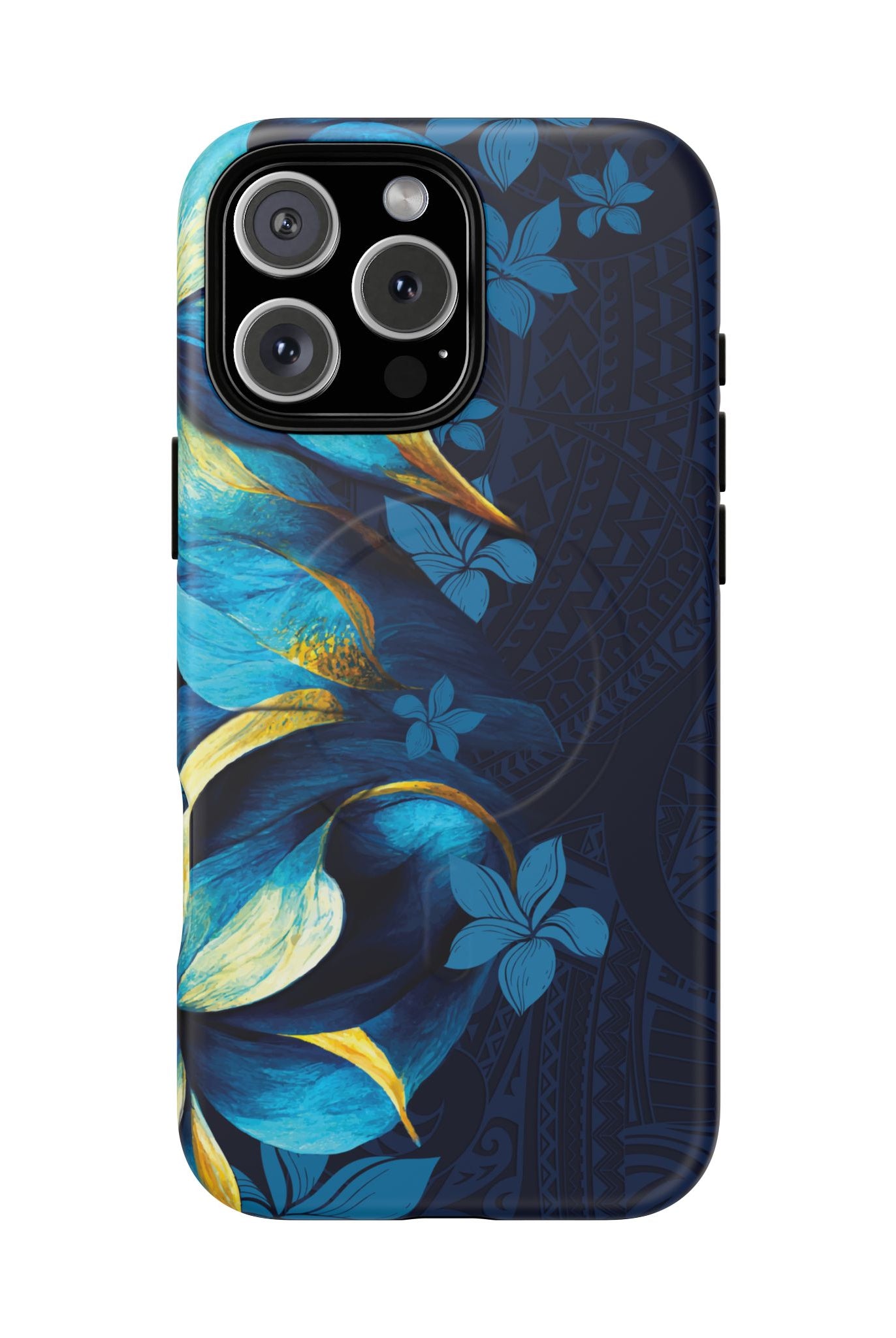 Po Mahina MagSafe iPhone Case iPhone 16 Pro Max Matte - Hawaiian Moonlit Teal Gold Floral Design - The Local Banyan