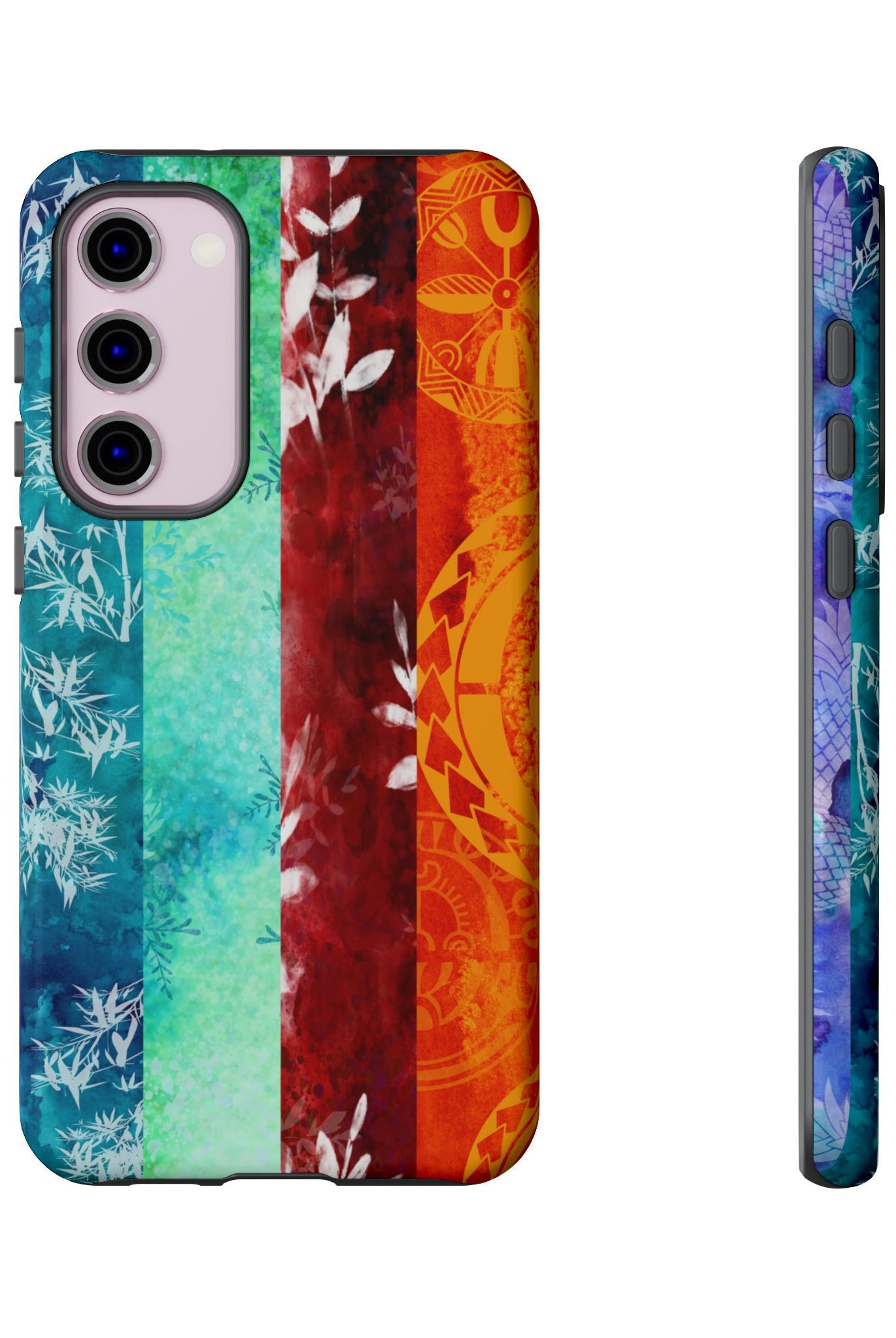 Island Vibes Tough Samsung Galaxy Case Detail View - Hawaiian Colorful Tropical Floral Design Close Up - The Local Banyan