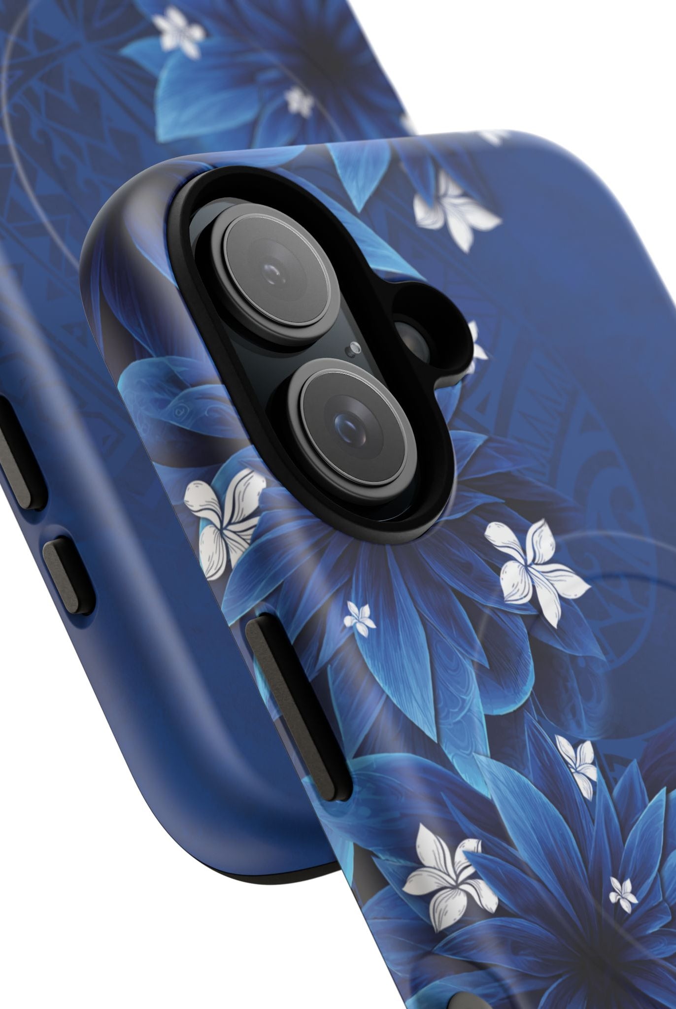 Hoku Pua MagSafe iPhone Case Detail View - Hawaiian Blue Star Flower Polynesian Design Close Up - The Local Banyan