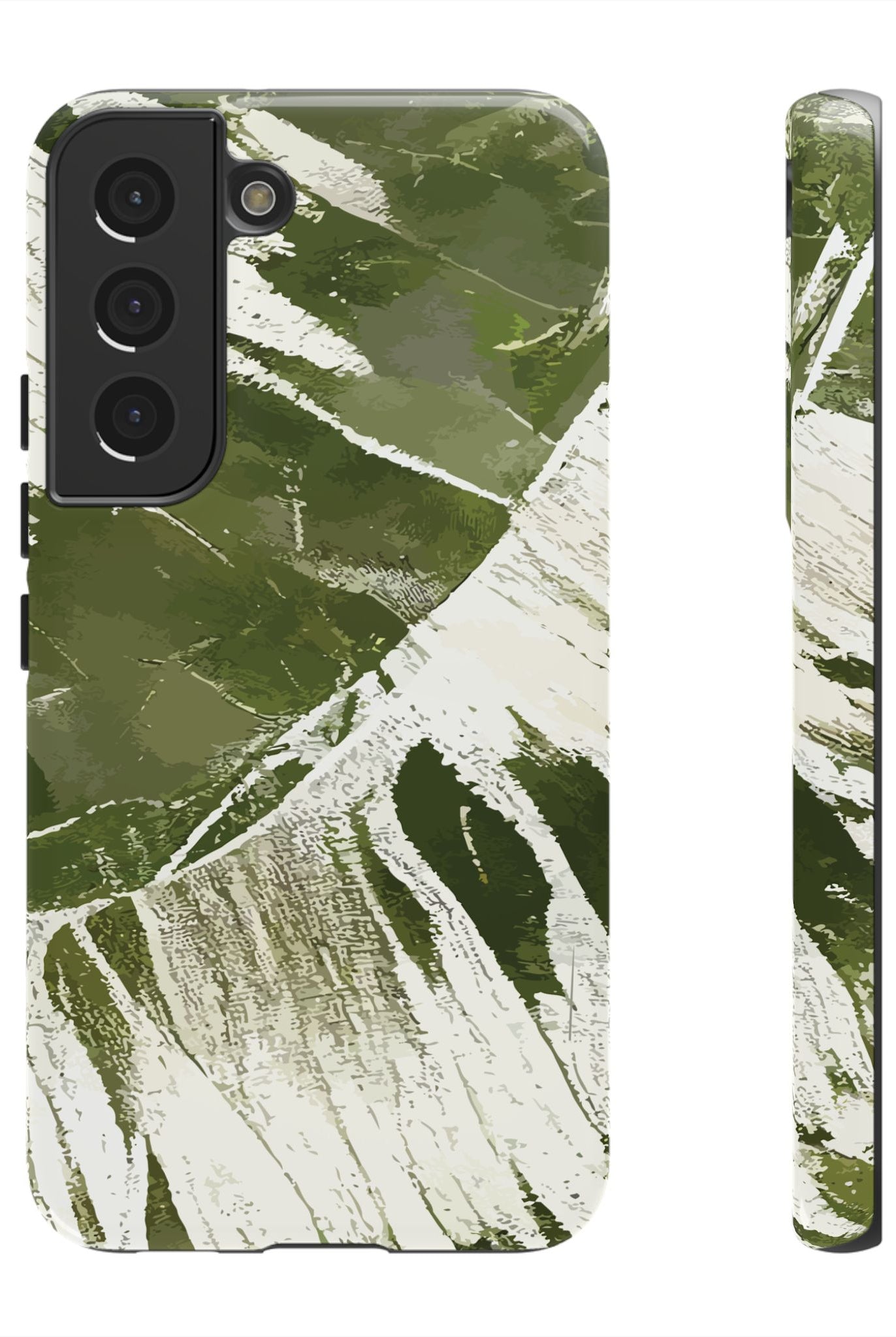 Island Breeze Tough Samsung Galaxy Case Samsung Galaxy S22 Glossy - Hawaiian Palm Leaf Olive Green Botanical Design - The Local Banyan