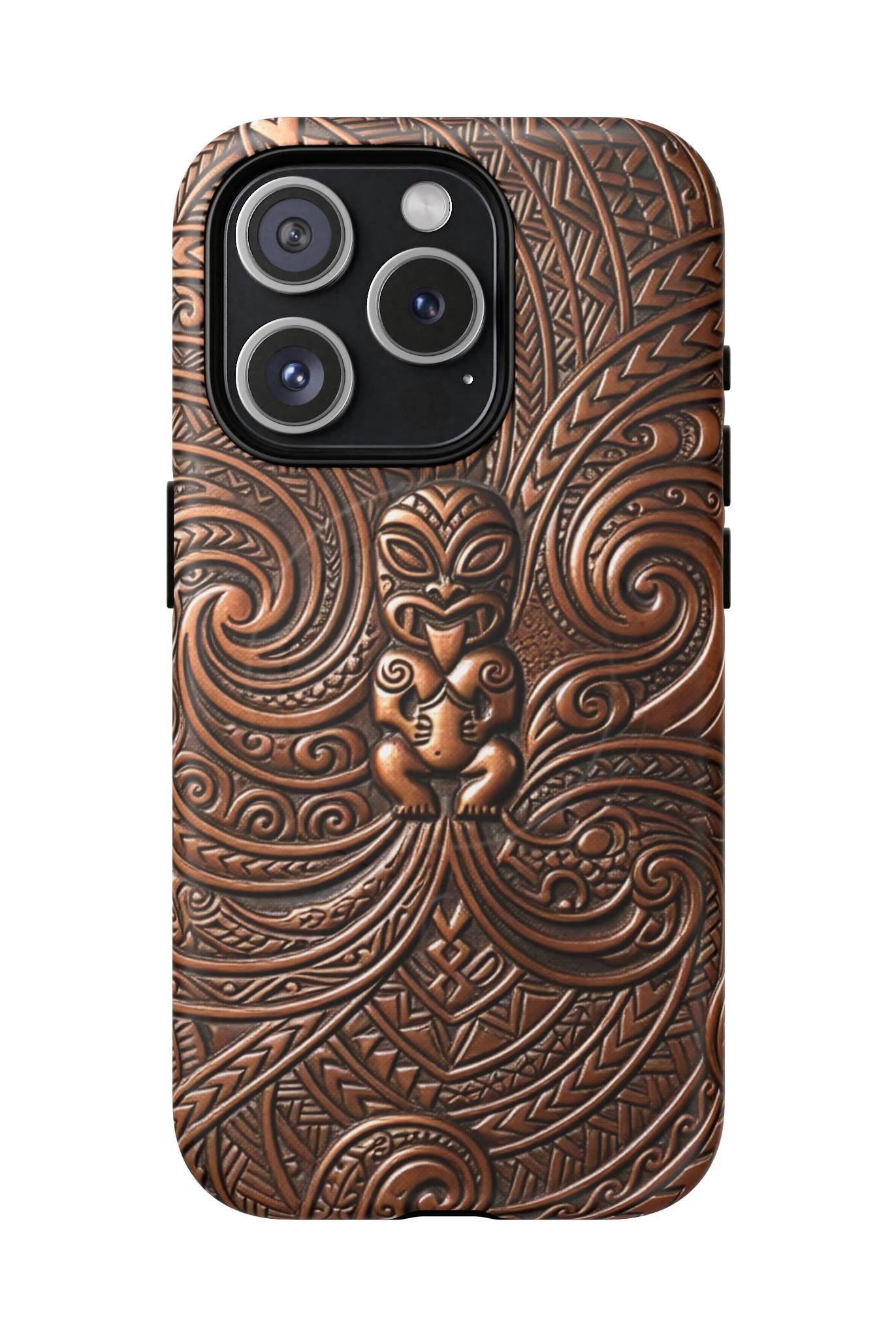Paa Guardian MagSafe iPhone Case iPhone 15 Pro Matte - Hawaiian Copper Carved Tiki Polynesian Design - The Local Banyan