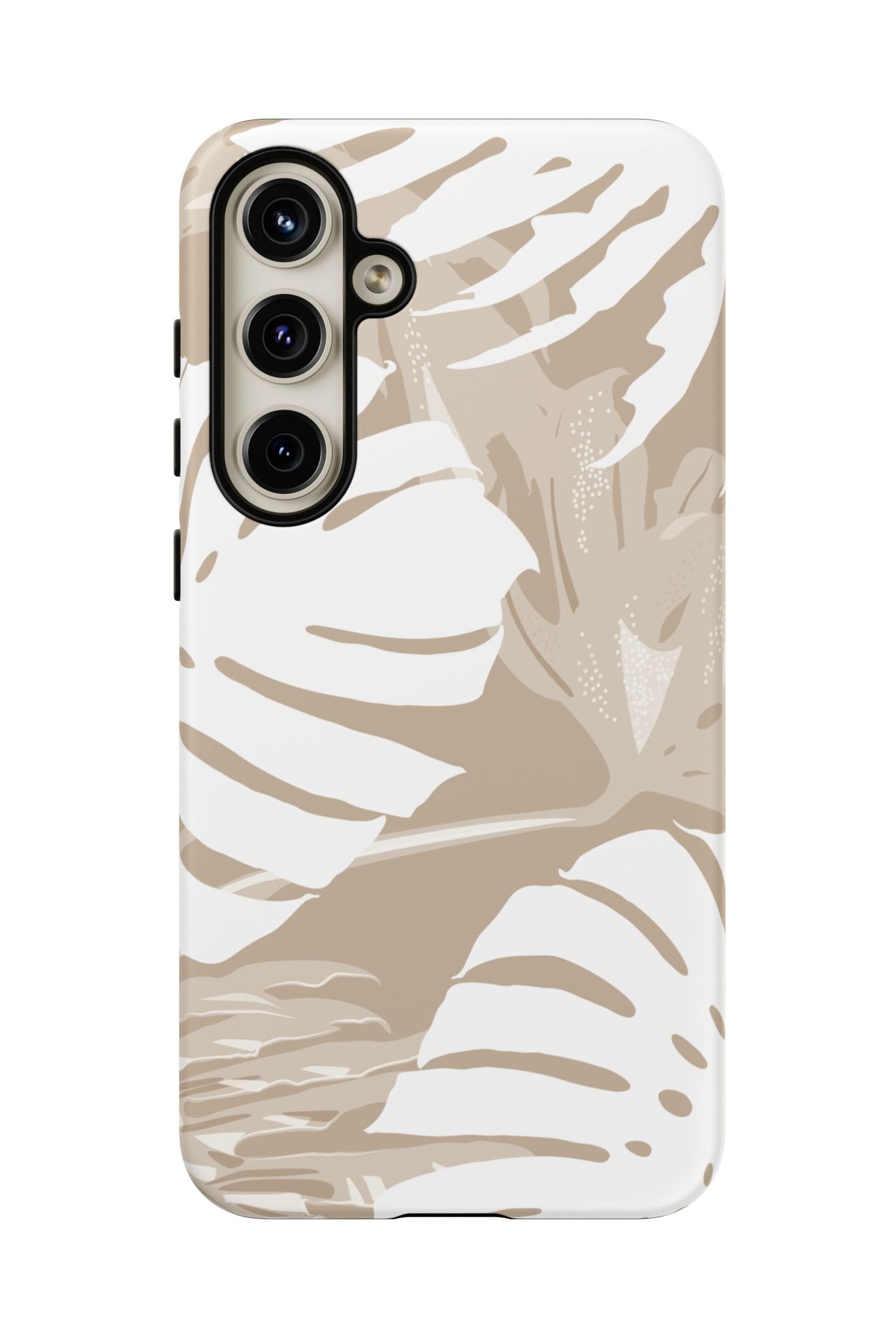 Woman holding Exotic Monstera Tough Samsung Galaxy Case - Hawaiian Tropical Monstera Botanical Neutral Design - The Local Banyan