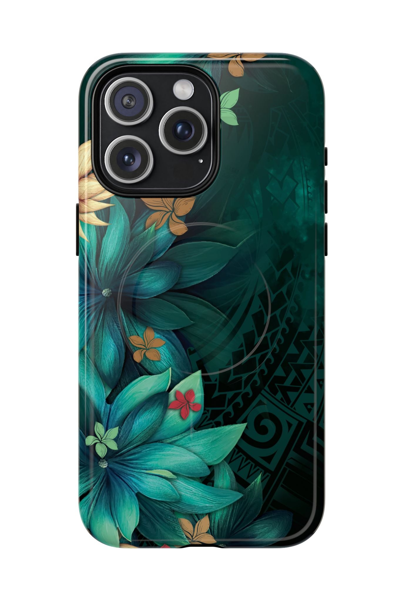 Aloha Whispers MagSafe iPhone Case iPhone 15 Pro Max Glossy - Hawaiian Abstract Green Floral Polynesian Design - The Local Banyan
