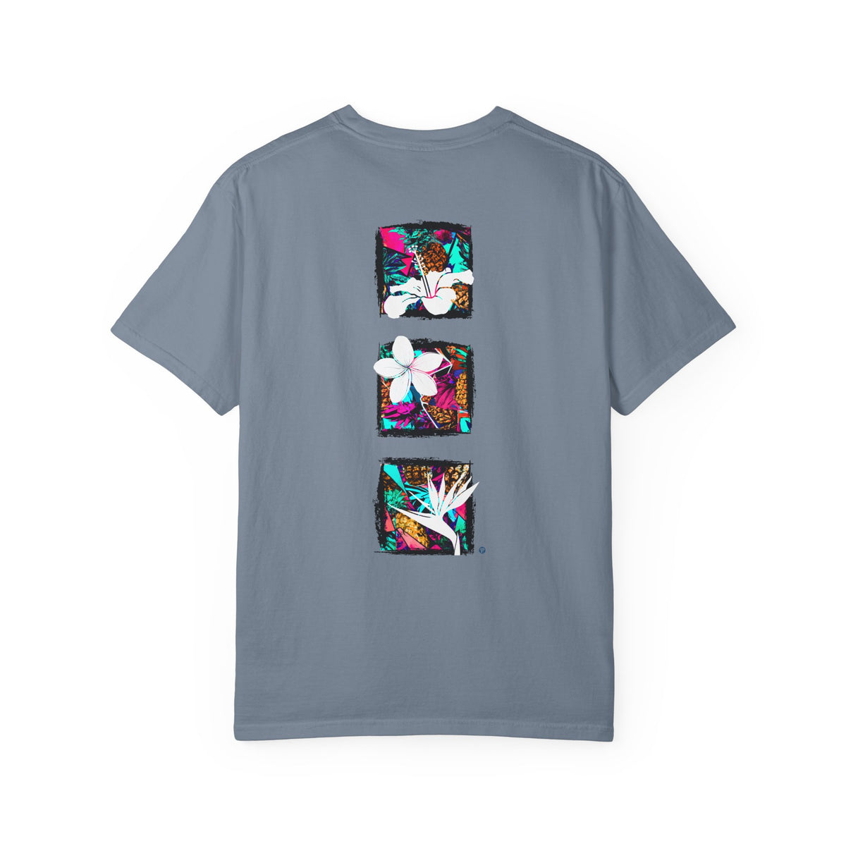 Pineapple Blossom Garment Dyed Tee Topaz Blue 4XL The Local Banyan