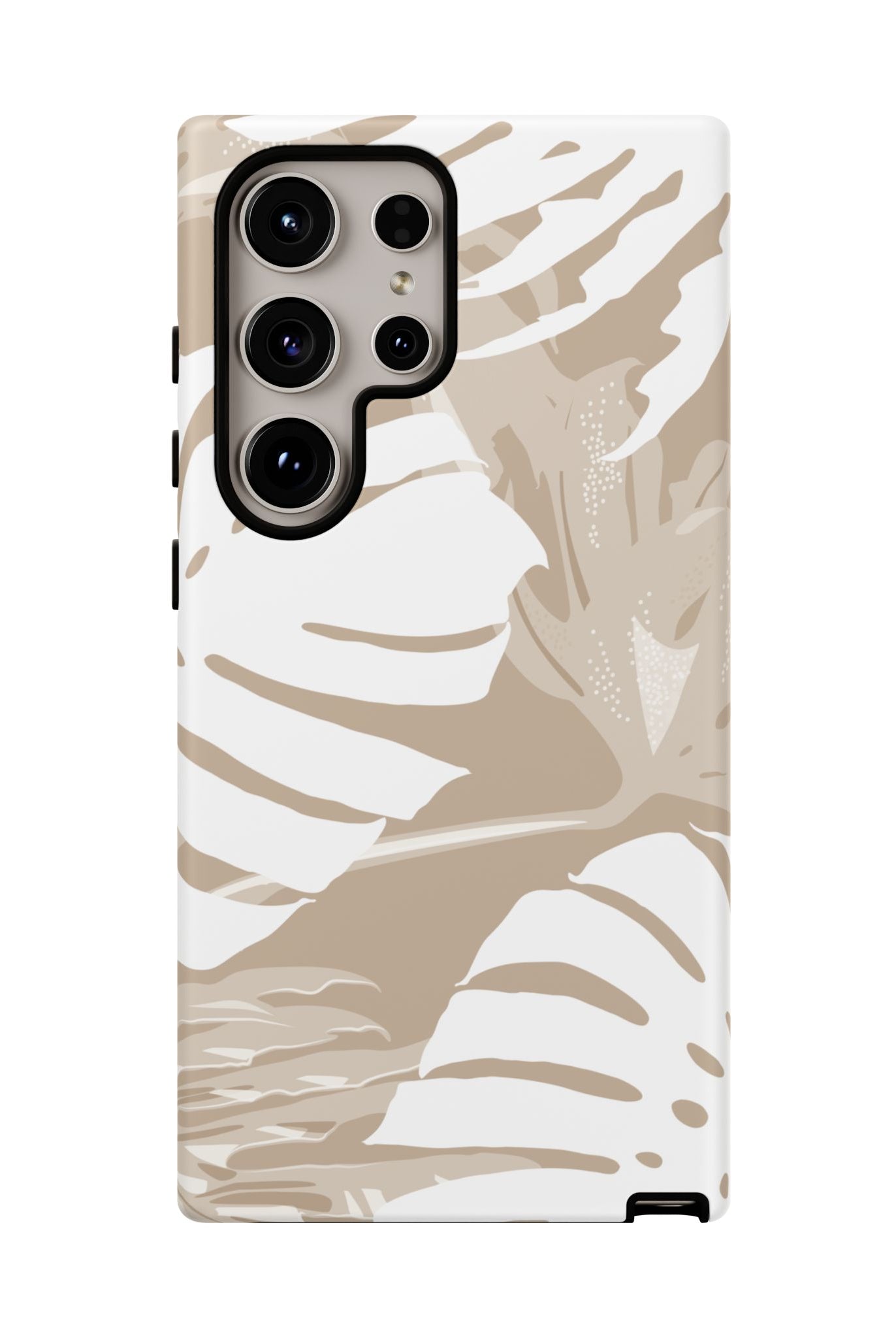 Exotic Monstera Tough Samsung Galaxy Case Detail View - Hawaiian Tropical Monstera Botanical Neutral Design Close Up - The Local Banyan