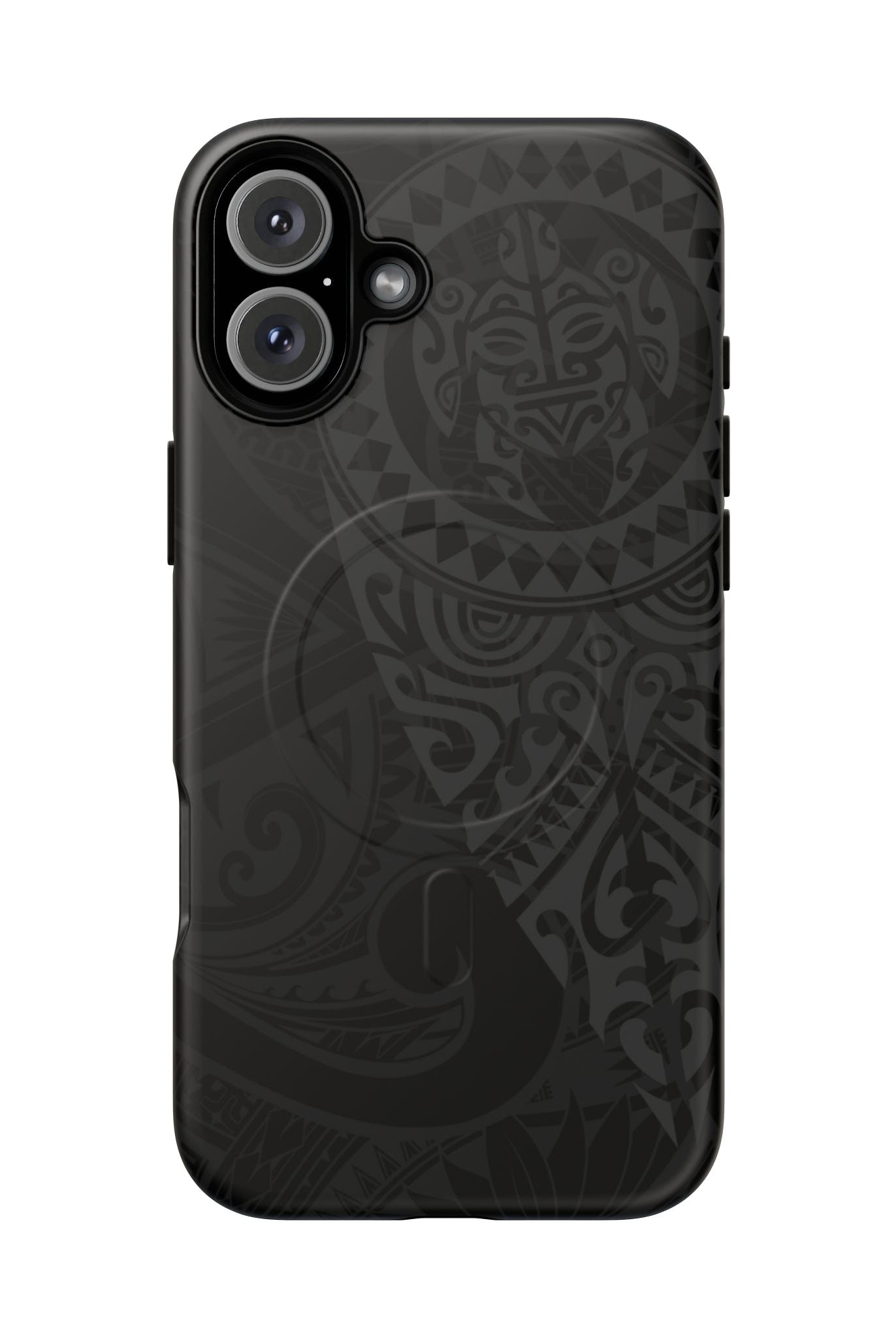 Tribal Guardian MagSafe iPhone Case iPhone 16 Plus Matte - Hawaiian Black on Black Polynesian Tribal Design - The Local Banyan